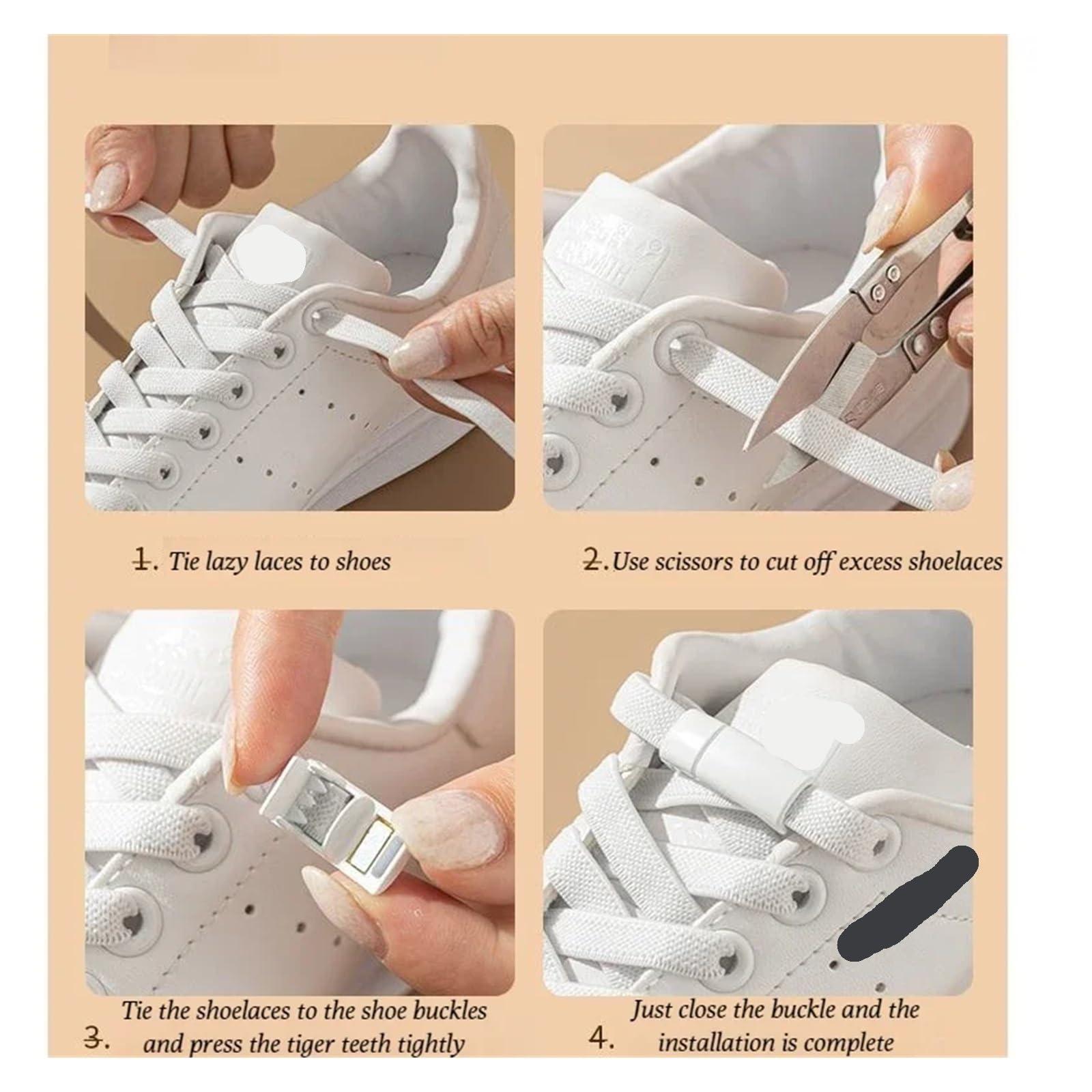 NineFit Basics Lock Shoelaces Without Ties Flat Elastic Laces Sneakers Boots No Tie Shoelace Rubber Bands For Shoes Accessories(Black)