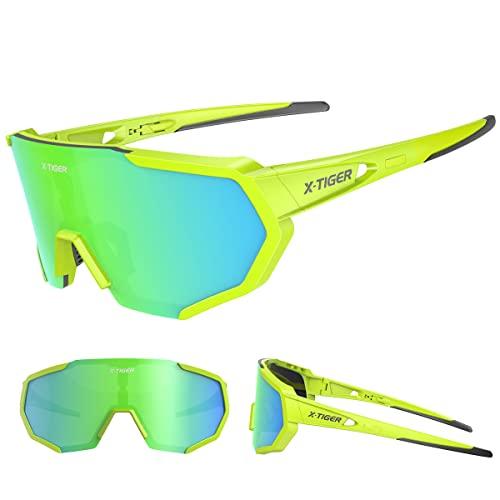 X-TIGER X-TIGER Polarized Sports Sunglasses with 3 Interchangeable Lenses,Mens Womens Cycling Glasses,Baseball Running Fishing Golf Driving Sunglasses