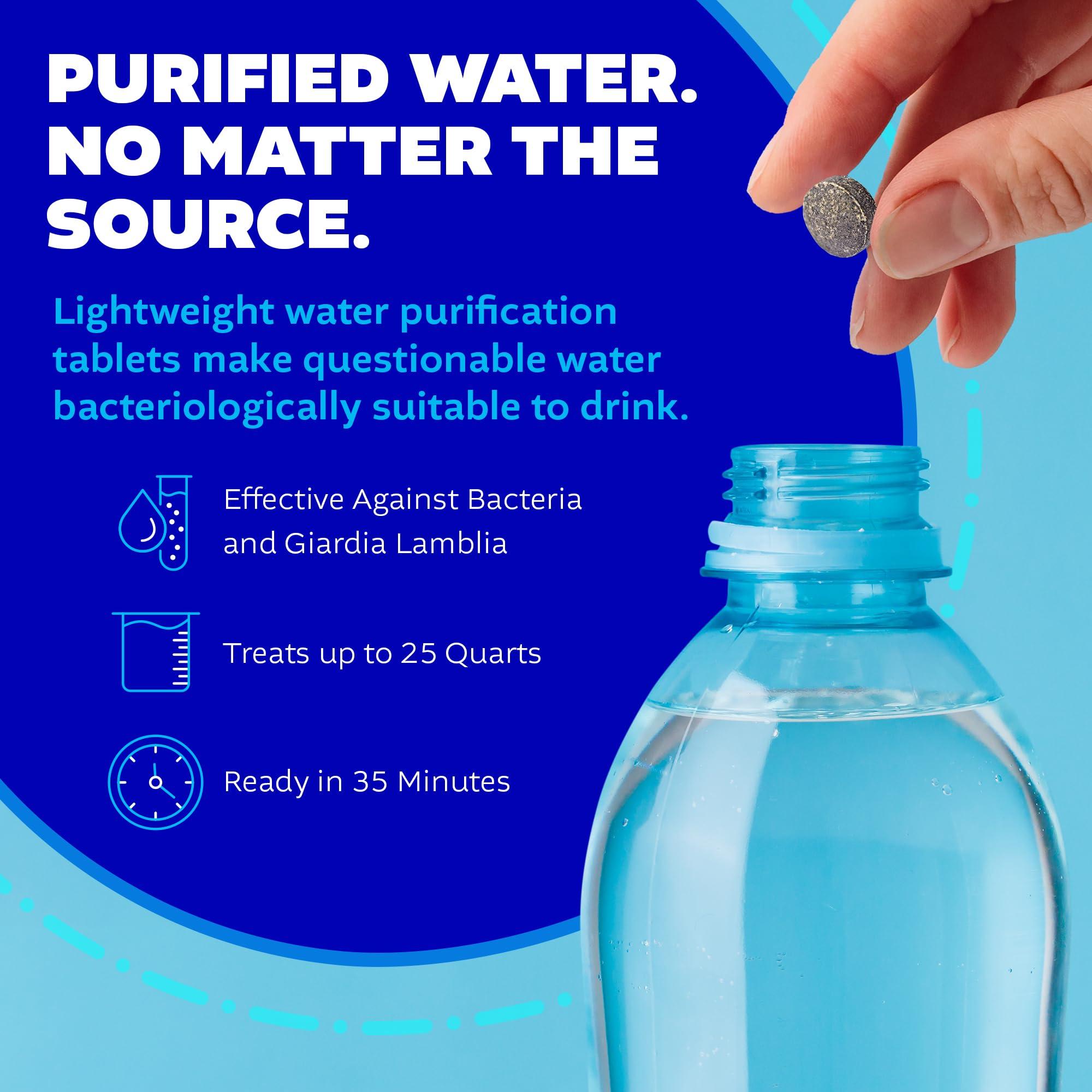 potable aqua Potable Aqua Water Purification Tablets, Portable and Effective Water Purification Solution for Camping, Hiking, Emergencies, Natural Disasters and International Travel, Two 50ct Bottles, Blue