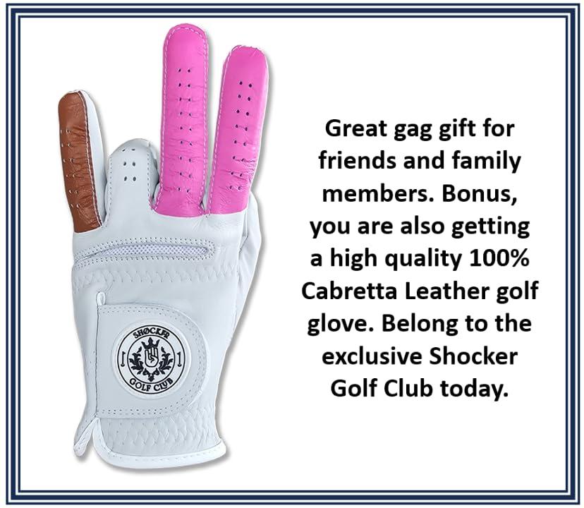 Scale Wear Design Shocker Funny Golf Glove Mens - Golf Accessories for Men, Adult 100% Cabretta Leather White Golf Gloves with Extra Grip, Shocker Fun Mens Gag Gift, Left or Right Hand, Small to XXL Sizes