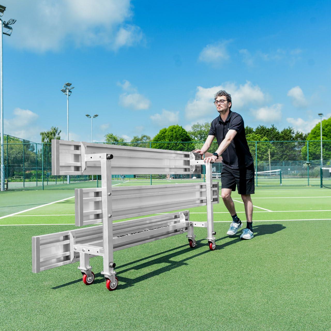 FORZA FORZA Heavy-Duty Mobile Bleachers [Optional Backrests] | Aluminum Seating for Sports Events | 2-Tier & 3-Tier Bleachers for Indoor & Outdoor Use (Without Backrest, 3-Tier, Single Bleacher)