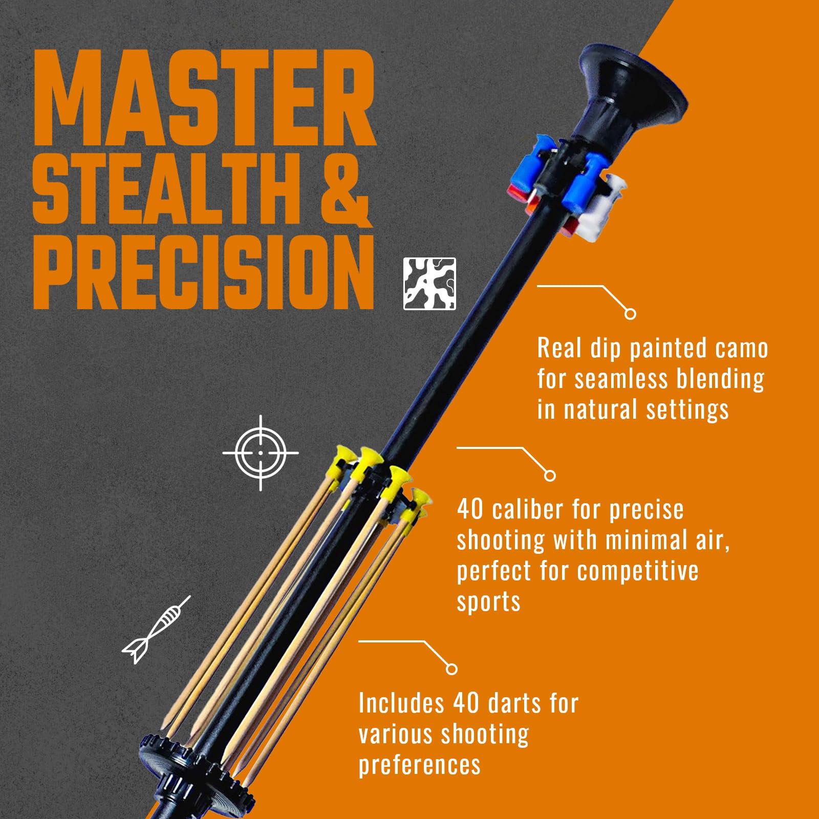 Black Rhino Blowguns Black Rhino Blowguns 40 Caliber Blowguns Comes in 18,24 and 48 inch Lengths. Multiple Real Camo Colors, Blowgun Includes a Dart kit (Winter White, 48 inch)