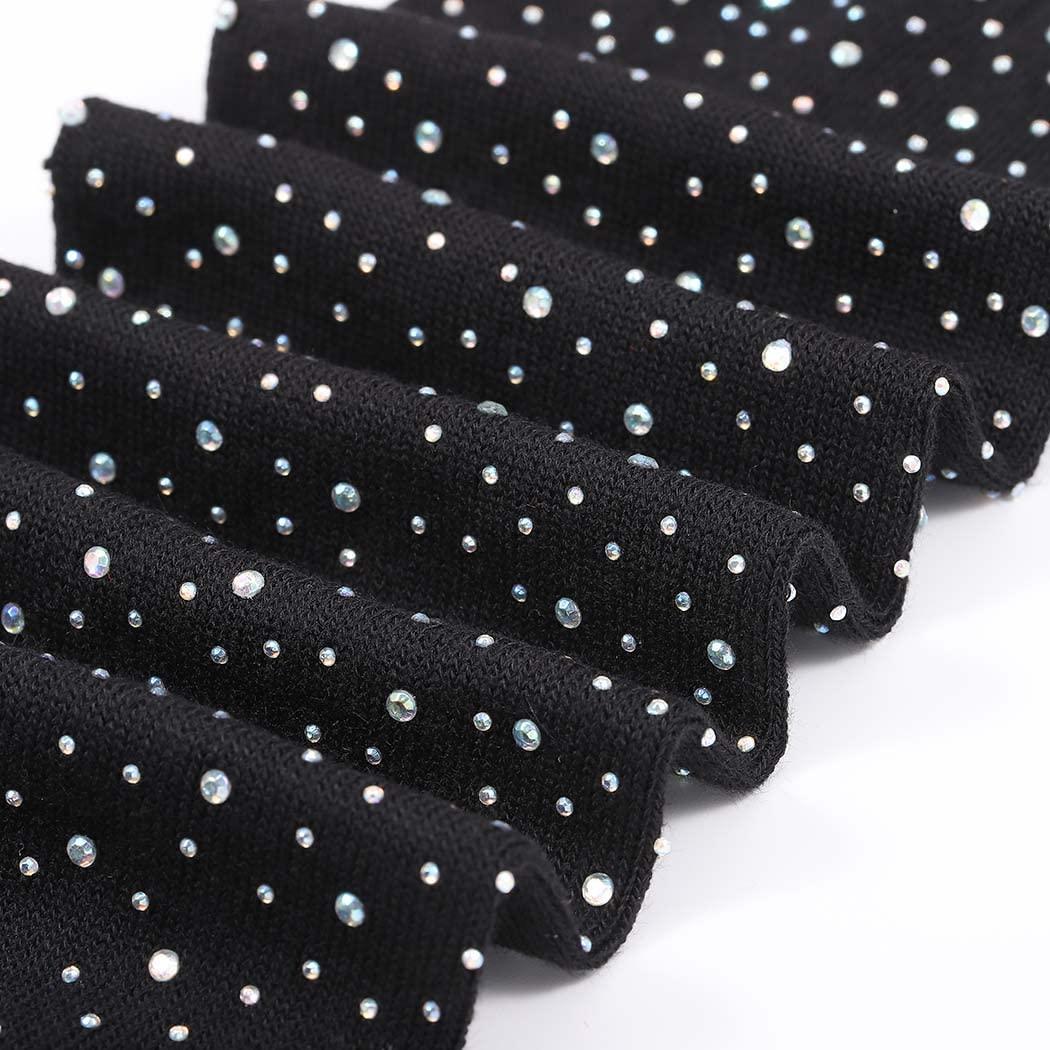 Jerany Jerany BlingBling Rhinestone Over Knee Stockings Warm Cotton Thigh-High Socks Colorful Striped and Black Stockings Cheerleader Winter Long Socks for Women and Girls