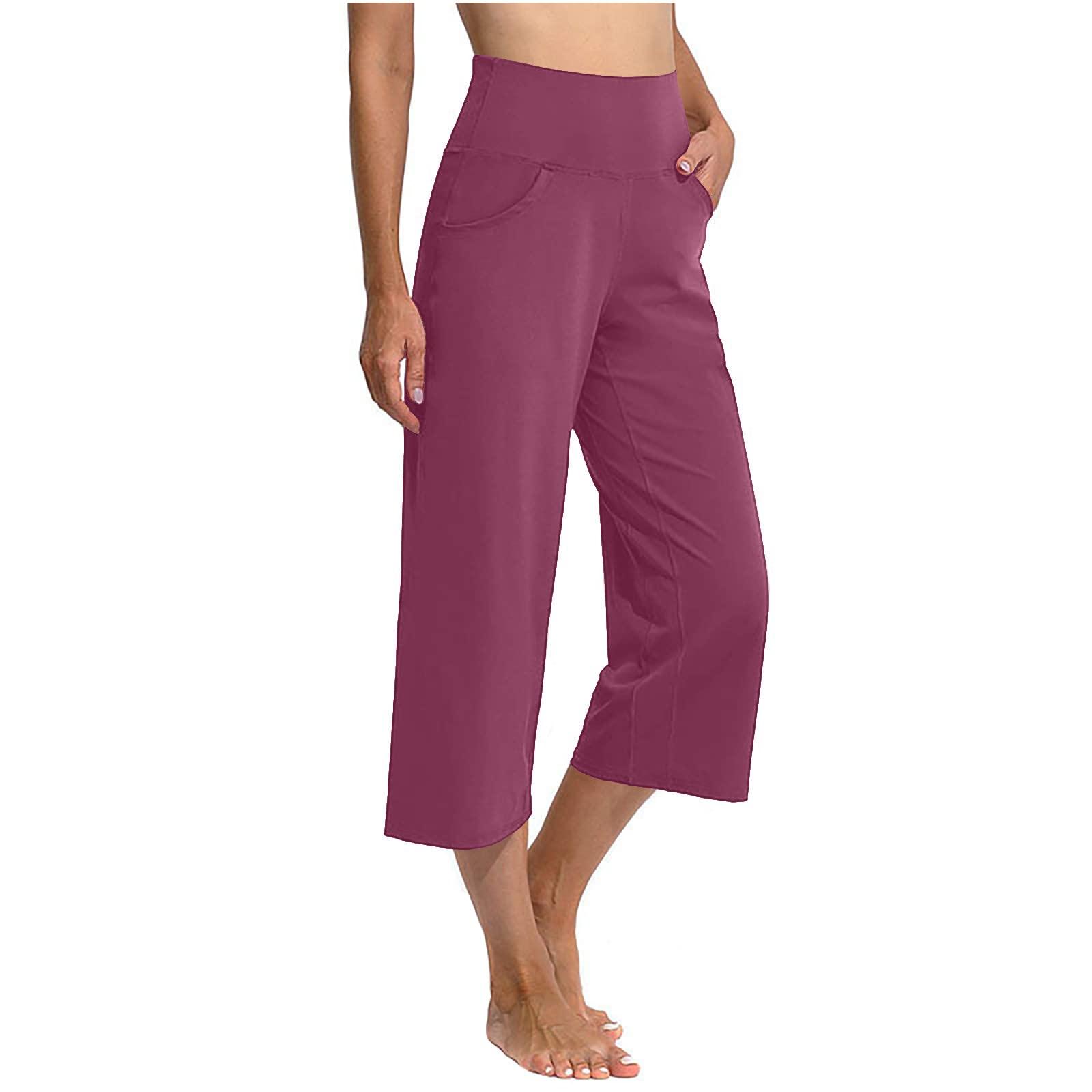 SMIDOW Womens Summer Casual Carpis 2023 High Waisted Capri Pants Loose Fitting Comfy Lounge Workout Trousers with Pockets