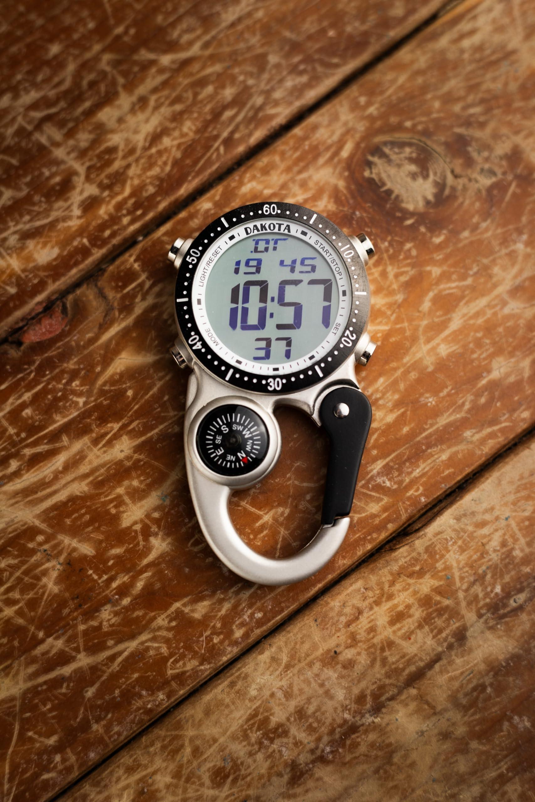 Dakota Dakota Digital Backpacker Clip Watch, Alarm, Stopwatch, Timer and Dual Time, Outdoor Gifts for Men and Women, Tactical Digital Watch