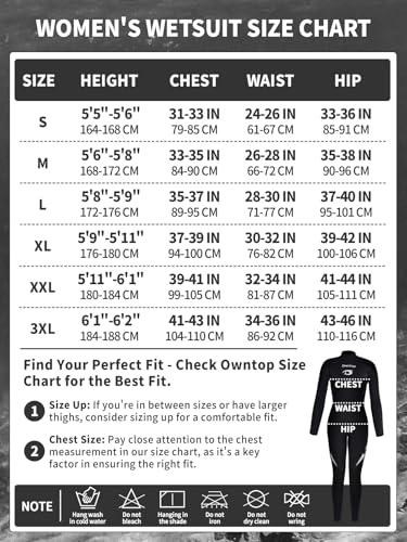 Owntop Owntop Wetsuit 5mm Neoprene Diving Suit for Womens - Thicken Full Wet Suit, Back Zip Long Sleeve UPF50+ Keep Warm Swimwear for Scuba Surfing Swimming Diving Snorkeling Water Sports, Black L