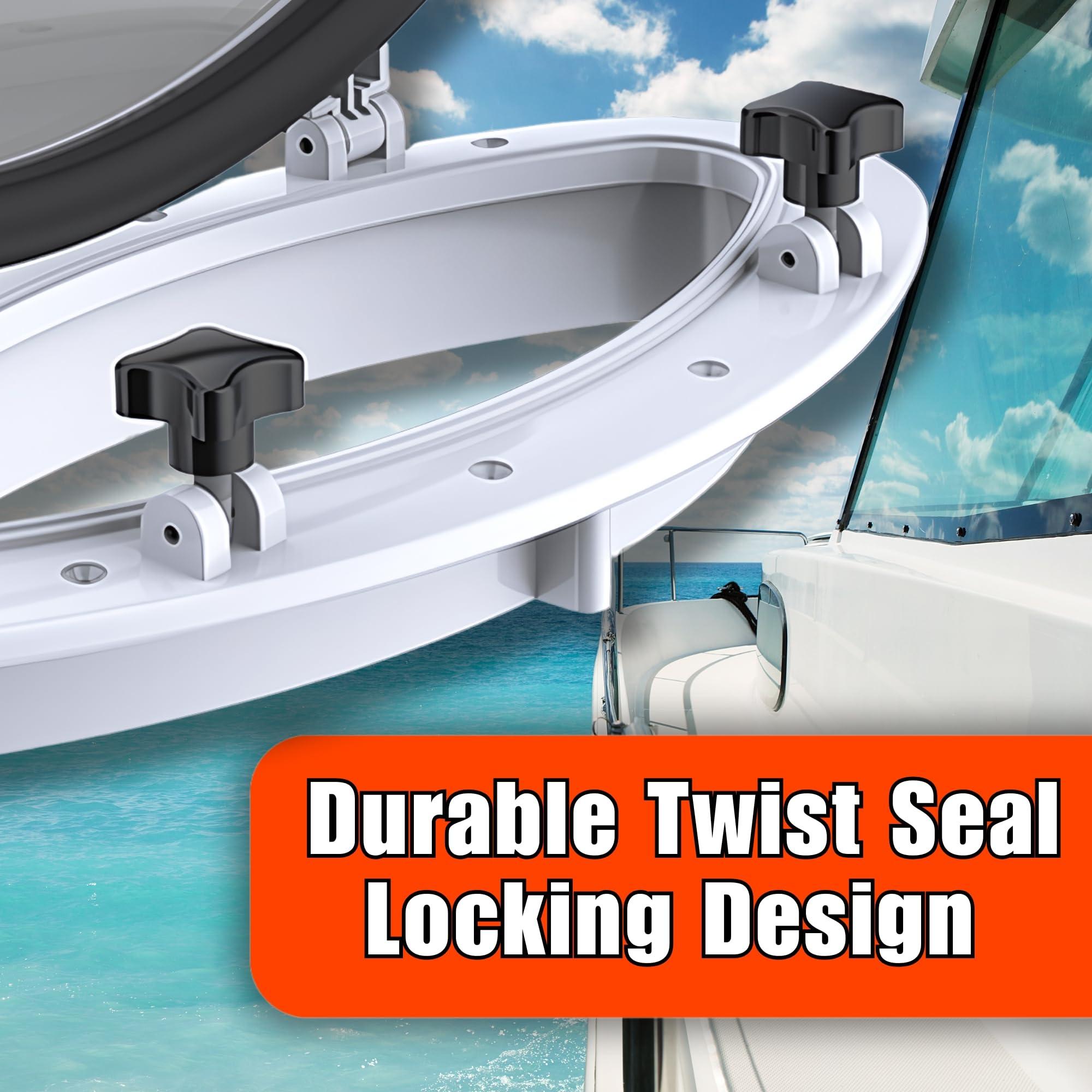 SEAFLO SEAFLO 16.1\" x 8.6\" Elliptical Oval Porthole Portlight Window - ABS Plastic & Tempered Glass, White, for Boat, Yacht, and Marine Applications