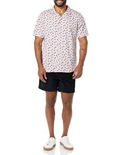 Amazon Essentials Amazon Essentials Men's Slim-Fit Vacation Shirt, Short-Sleeve, Lavender Palm Leaf Print, X-Small