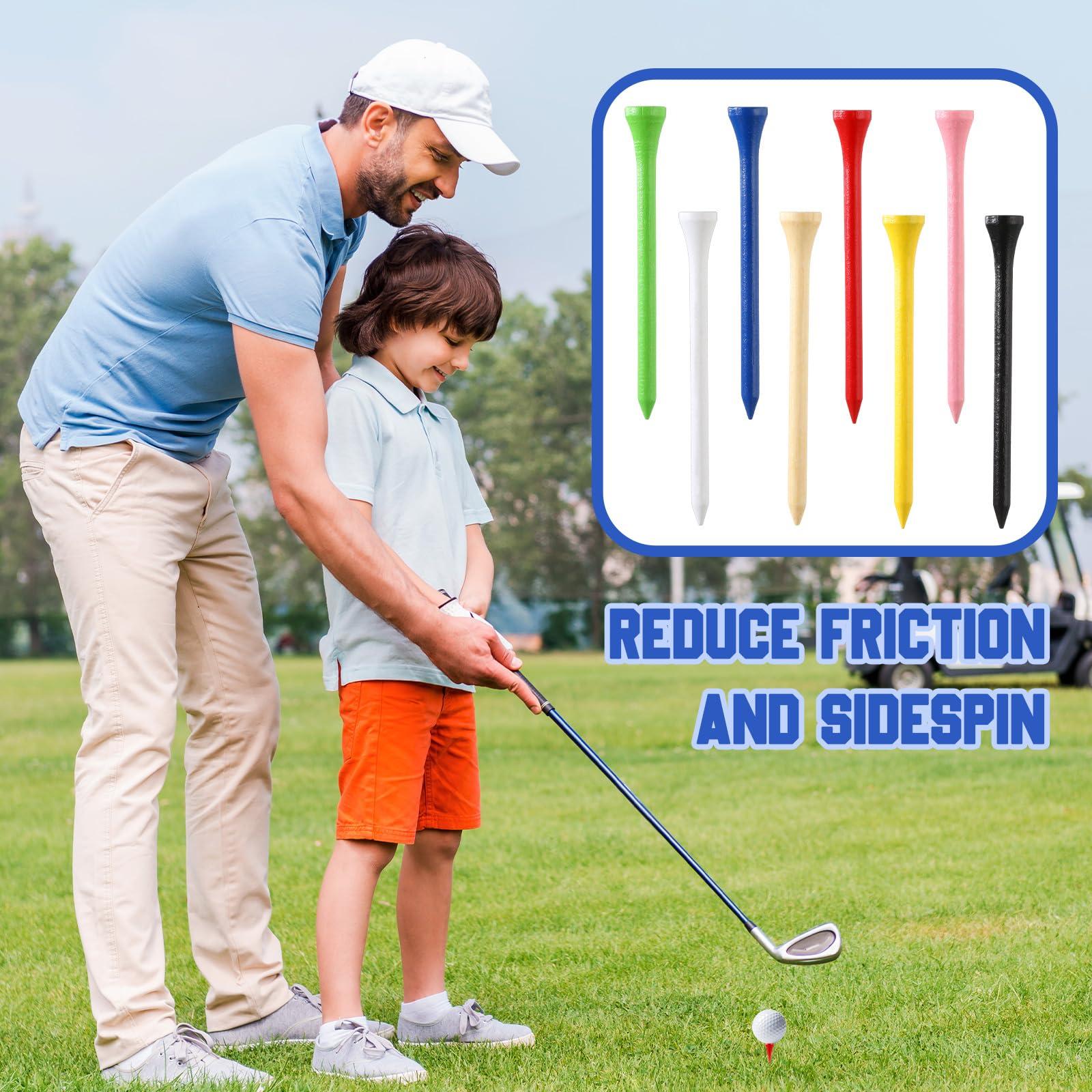 Mudder Mudder 2000 Pcs Bamboo Golf Tees Bulk Professional Golf Tees Reduce Friction Side Spin for Club Men Women Kids Accessories(Multicolor,3-1/4 Inch)