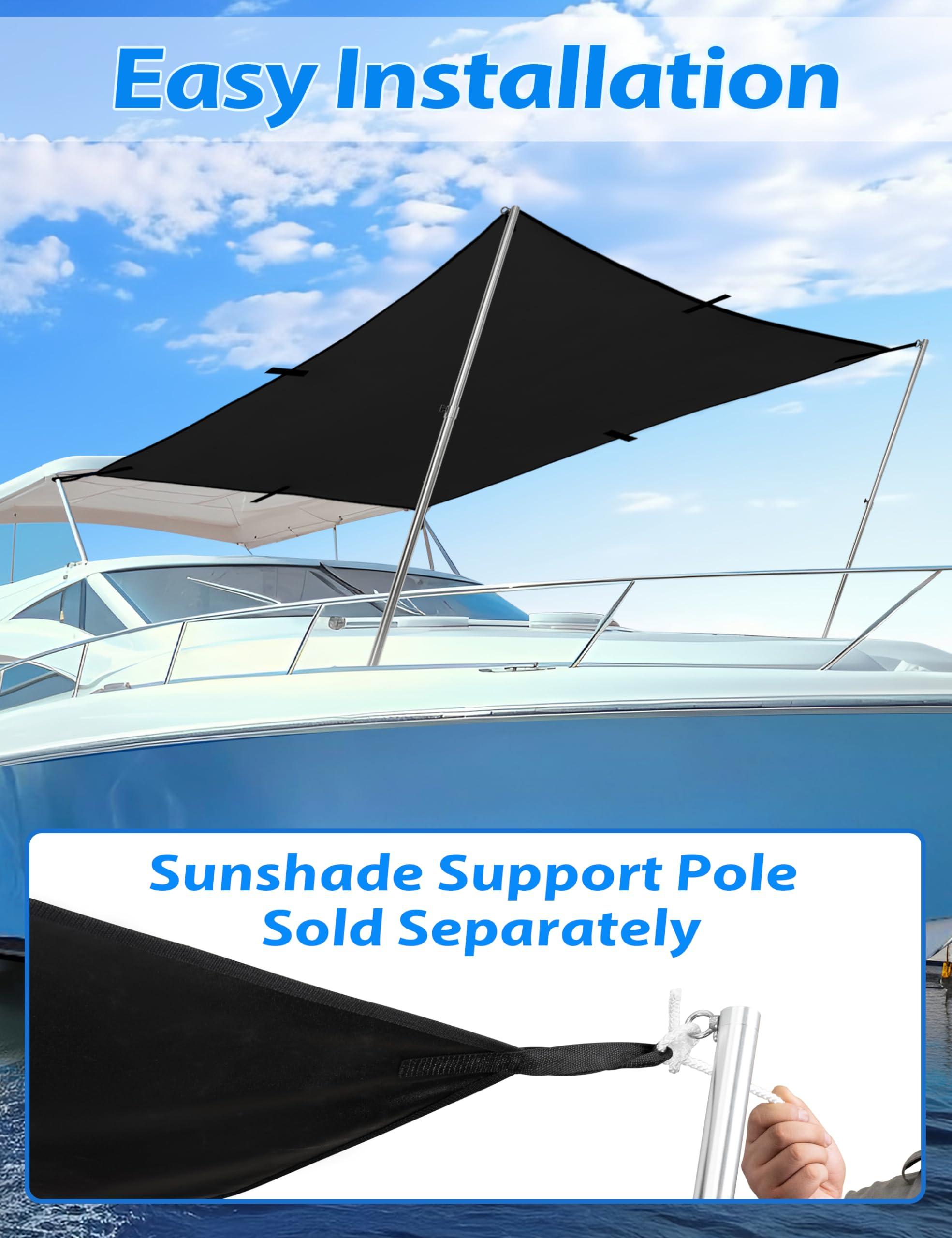 BLUEWING BLUEWING Sunshade for Fishing Boats Shade Canopy Waterproof Durable 1200D Polyester Sun Shade Foldable Umbrella for Protection, 7 * 7 * 5ft