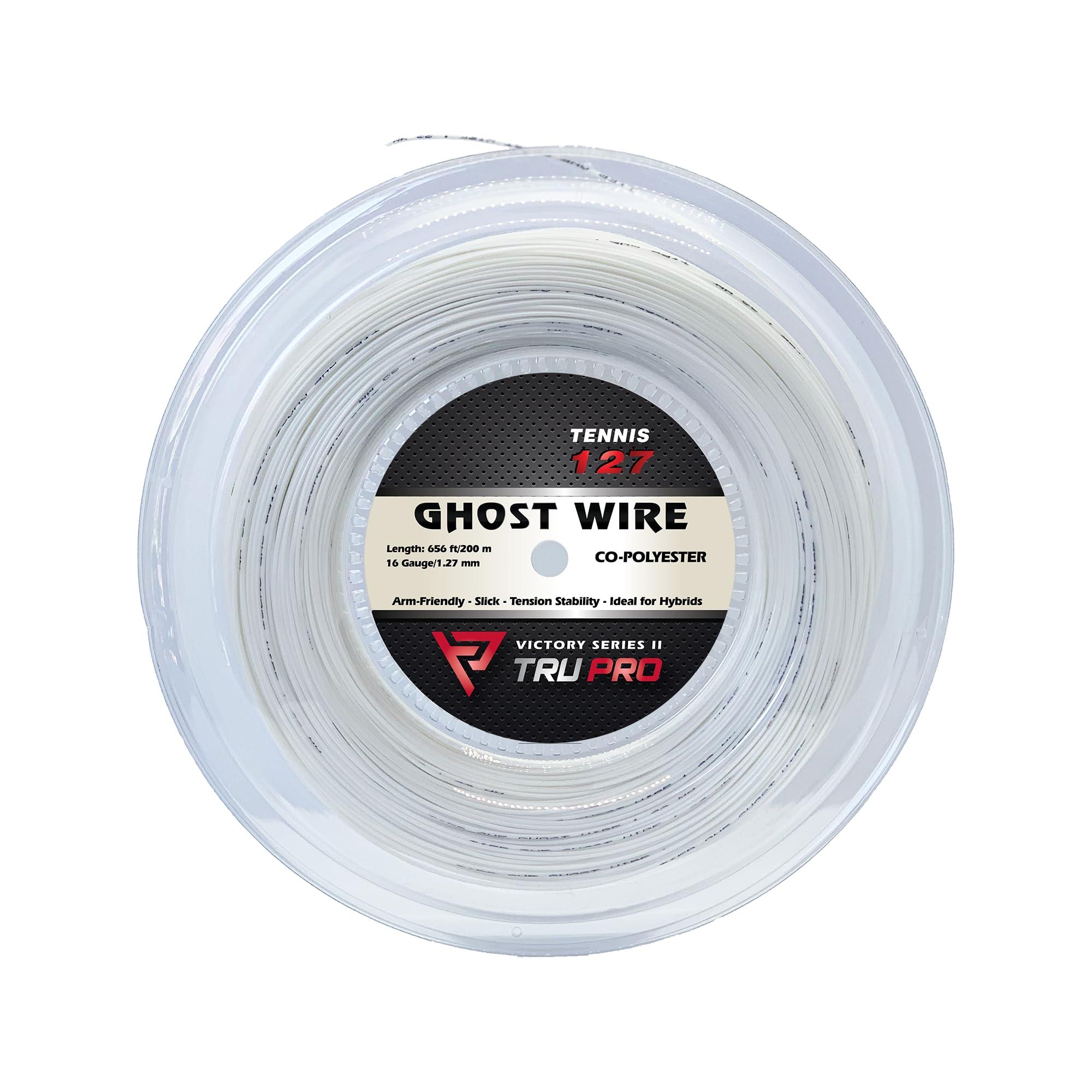 Tier One Sports Tier One Sports TRU PRO Ghost Wire - Tennis String Reel (Poly): Super Soft and Arm Friendly (16g (1.27 mm), 200 m, White)