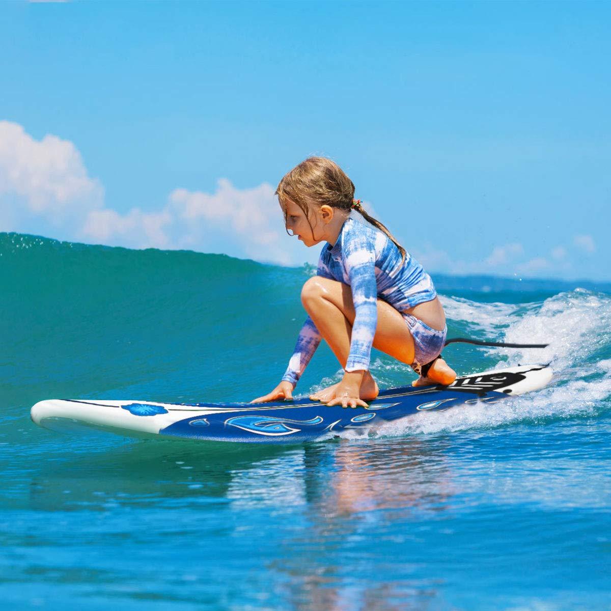 GYMAX GYMAX Surfboard, 6FT Stand Up Paddle Board with Removable Fins & Safety Leash, Lightweight Non-Slip Paddle Board for Teenagers, Adult, Beginners (Daisy)