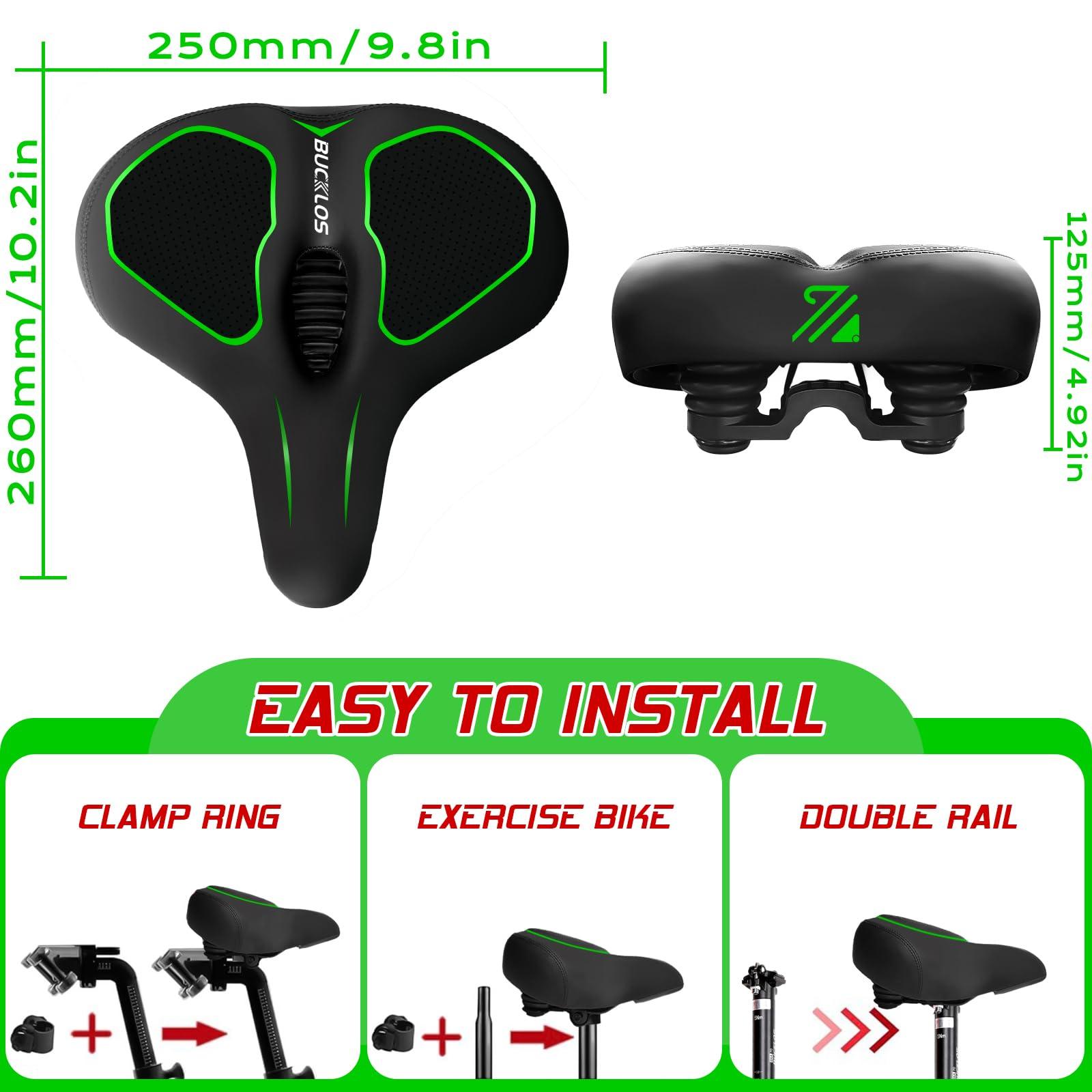 BUCKLOS BUCKLOS Extra Wide Comfort Bike Seat Cushion for Men Women - Bicycle Big Soft Foam Padded Seats for Exercise, Peloton, Ebike, Stationary, Spin Bike