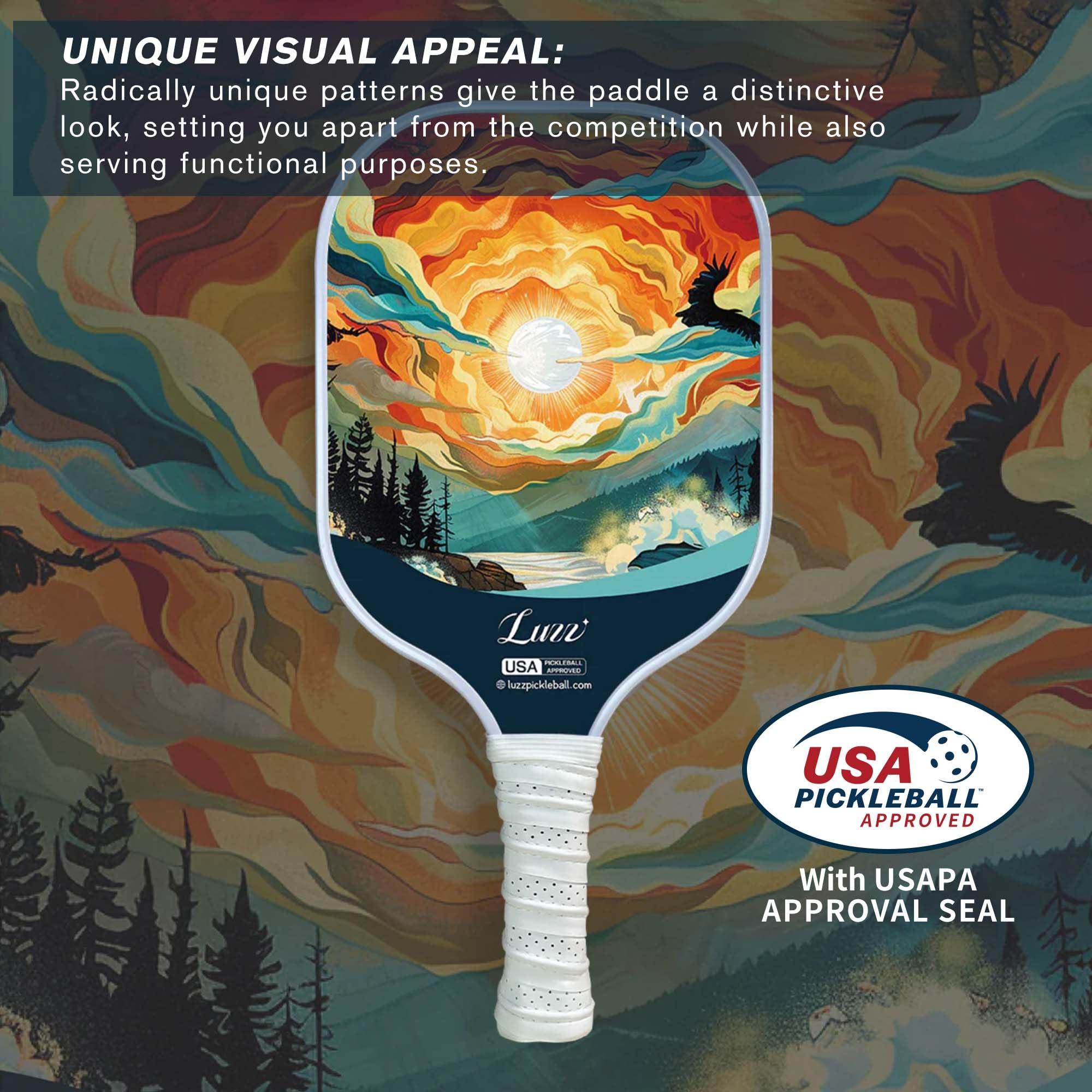 LUZZ PICKLE Luzz Carbon Fiber Pickleball Paddles, Sandblasted Surface USAPA Approved Pickleball Rackets for Beginners Increased Spin Control Pickle Ball Paddle Set for Men,Women,Pros,Adults,Sunset