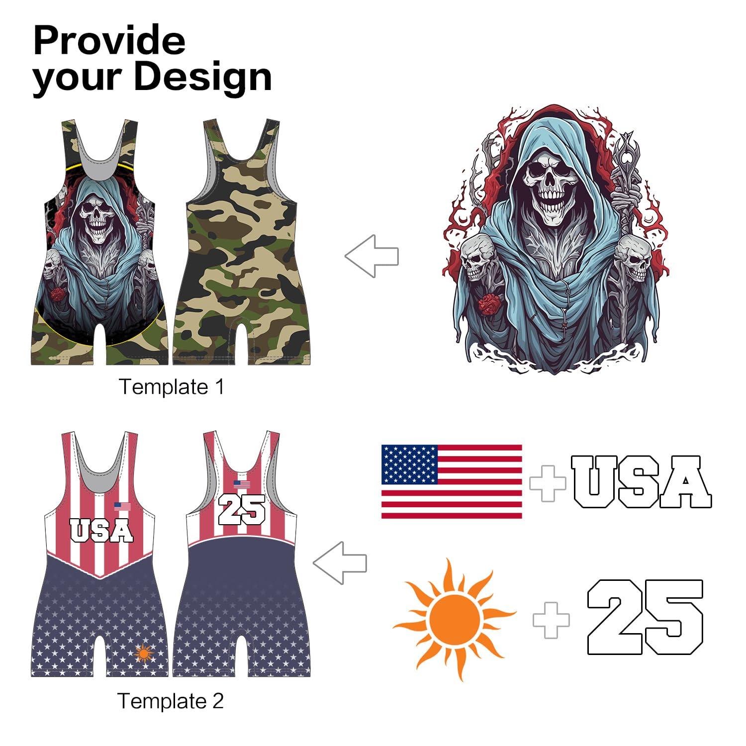 DIYUME DIYUME Custom Cartoon Wrestling Singlet Slim Fit Powerlifting Singlet for Men Women Youth Plus Size