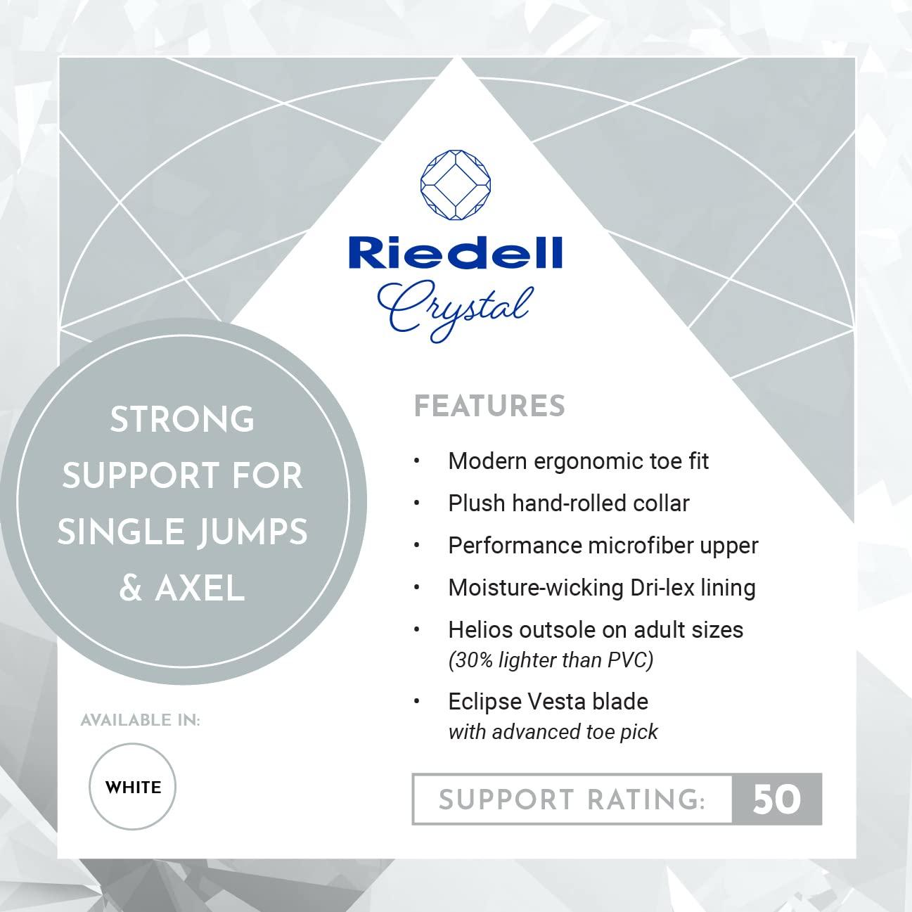 Riedell Riedell Crystal Ice Skates - Youth Competitive Figure Ice Skates with Stainless Steel Eclipse Vesta Blade | White | Size 3 JR D Width