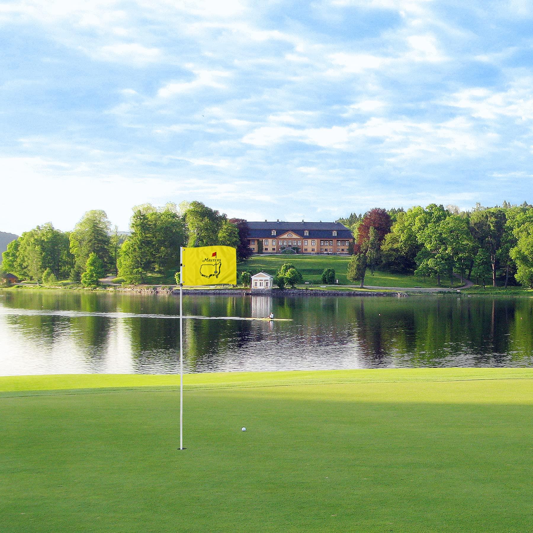 COGOLFING COGOLFING Golf Flag with Grommets, Double-Side Printed Augusta National Flag, 420D Nylon Golf Pin Flags, Putting Green Flags for Golf Course Driving Range Collection, 14\" H x 20\" L, Yellow