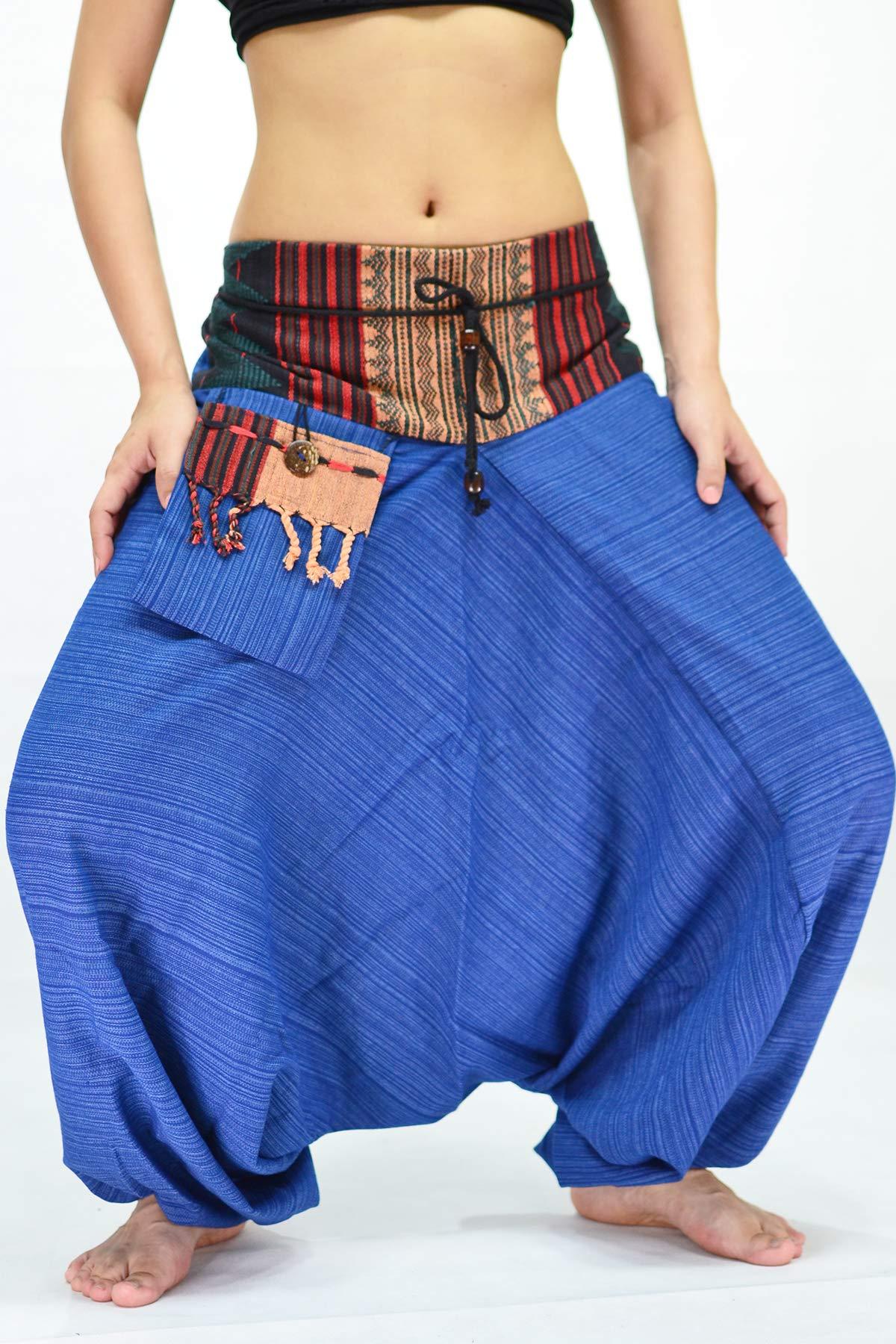 Your Cozy Harem Pants for Women and Men Aladin Harem Pants Traditional Loose Harem 100% Cotton (Royal Blue 2XL)
