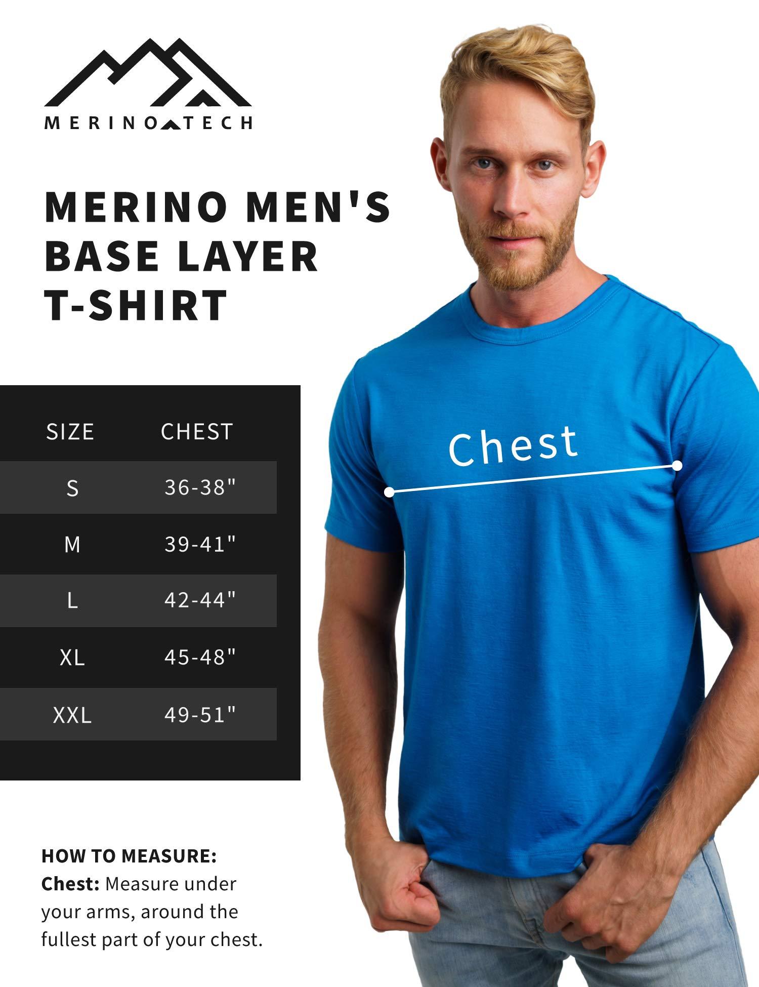 Merino.tech Merino.tech Merino Wool Base Layer Mens Set - Lightweight Merino Wool Thermal Underwear For Men T-Shirt, Bottom + Wool Socks