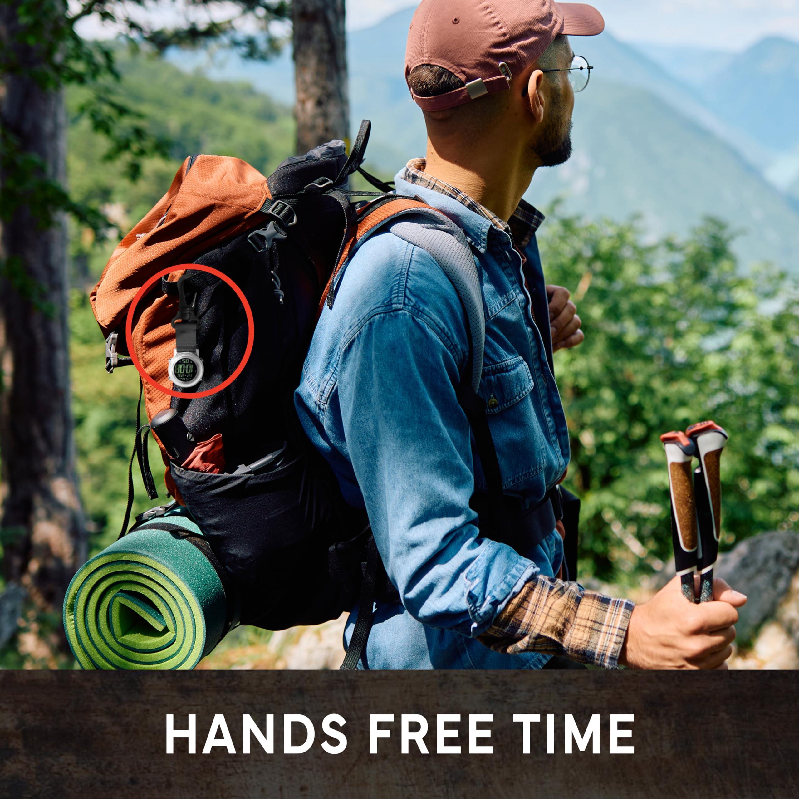 Dakota Dakota Digital Clip, Alarm, StopWatch, Timer and Dual Time Watch, Fob Watch, Outdoor Gifts for Men and Women, Tactical Digital Watch, Clip on Watch