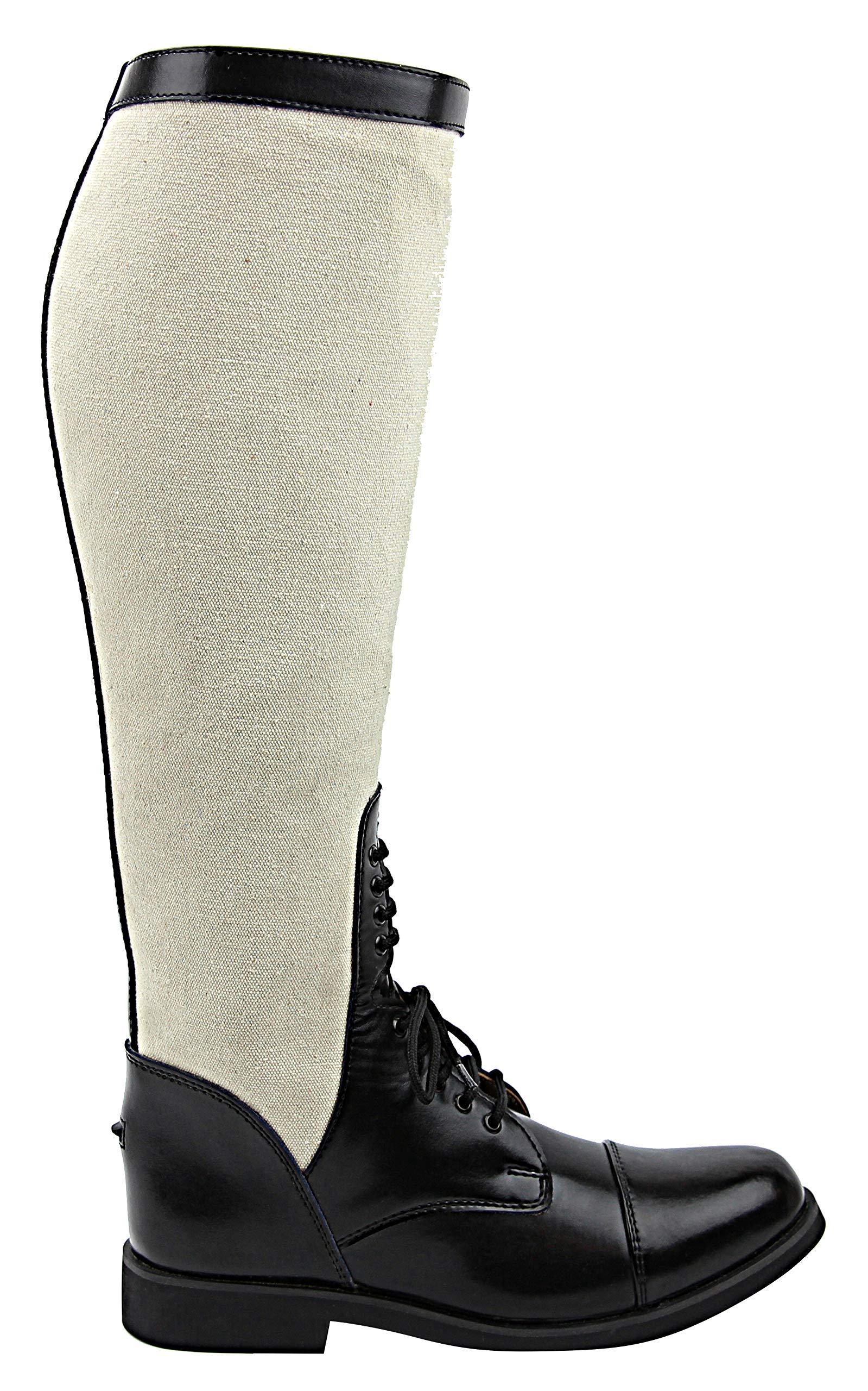 Hispar Hispar Ladies Summer Canvas Field English Horse Riding Boots with Cotton Calf Stylish Fashion Equestrian - Black 6.5 Wide Calf