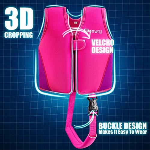 Genwiss Swim Vest for Toddler Girls - Genwiss Baby Large Swim Vest for Age 5-7 Years Infant Fit 38-55 lbs, Size Large, Pink