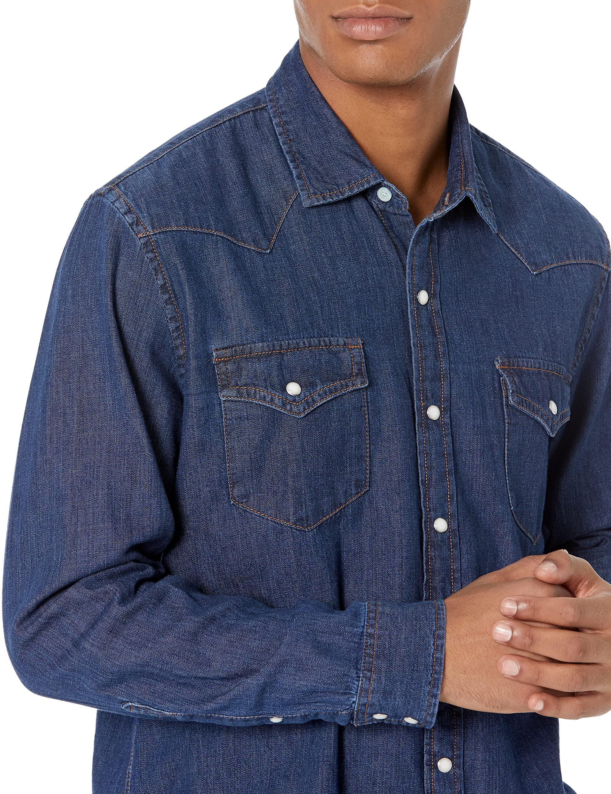 Amazon Essentials Amazon Essentials Men's Denim Shirt Long Sleeve - Regular-Fit, Blue, XX-Large Denim Shirt