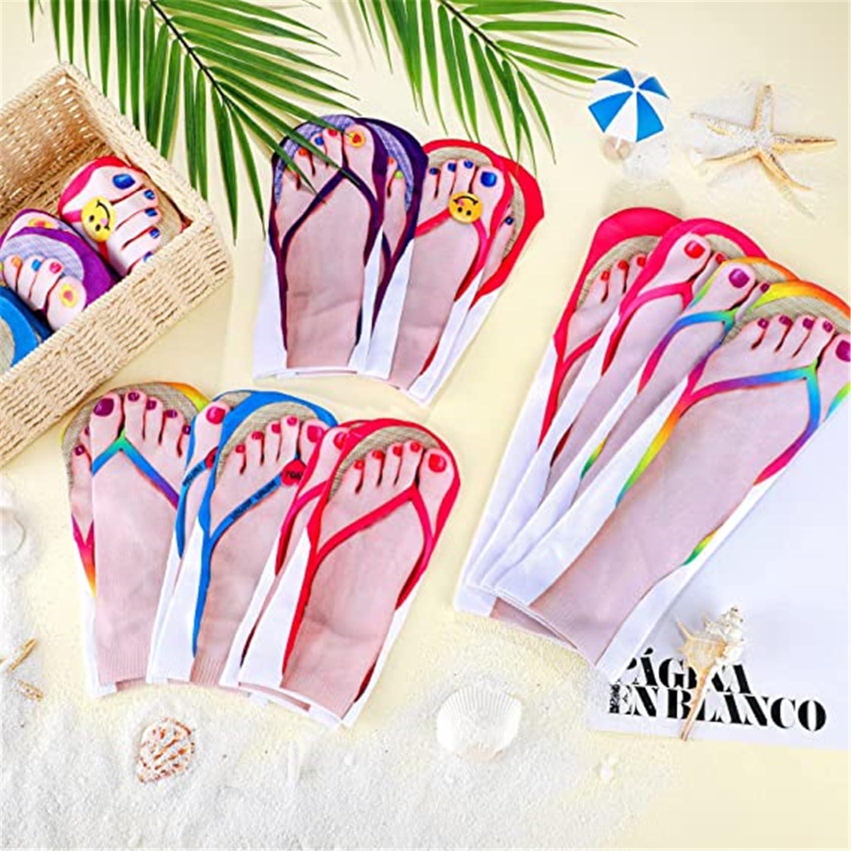 Ryshman Ryshman 3D Manicure Print Socks Funny Flip Flop Socks Sandal Socks Low Cut Ankle Silly Socks- A Gag Gift (Red, 20cm, 1 pack)