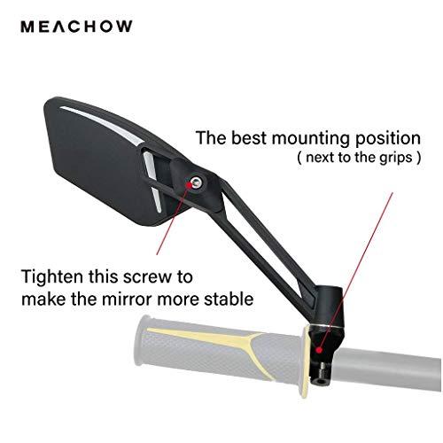 MEACHOW MEACHOW New Scratch Resistant Glass Lens,Handlebar Bike Mirror, Adjustable Safe Rearview Mirror, Bicycle Mirror (Silver Right Side) ME-003RS