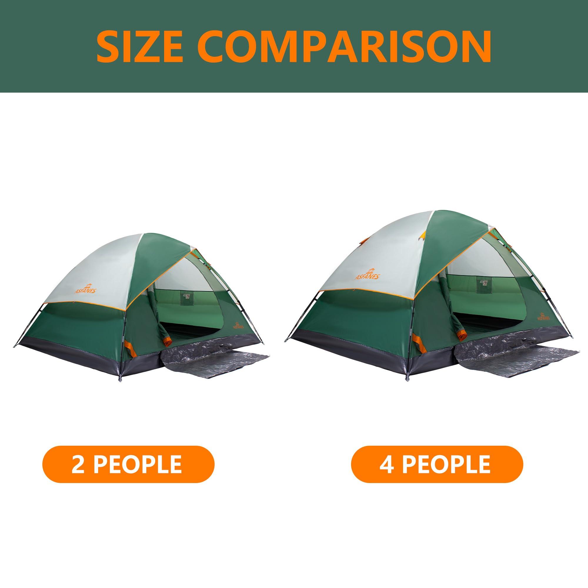 ASFANES ASFANES 4 Person Waterproof Tents for Camping Easy Setup Outdoor Portable Backyard Camping Tents Suitable for Car, Backpacking, Hiking, Picnic or Fishing, Army Green