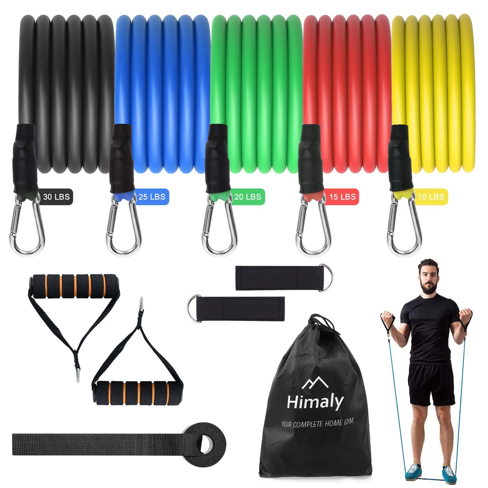 himaly Resistance Bands Set, himaly Exercise Bands Workout Bands with Handles, Door Anchor, Carry Bag, Legs Ankle Straps for Strength Training, Exercise Bands Set for Home Gym Outdoor