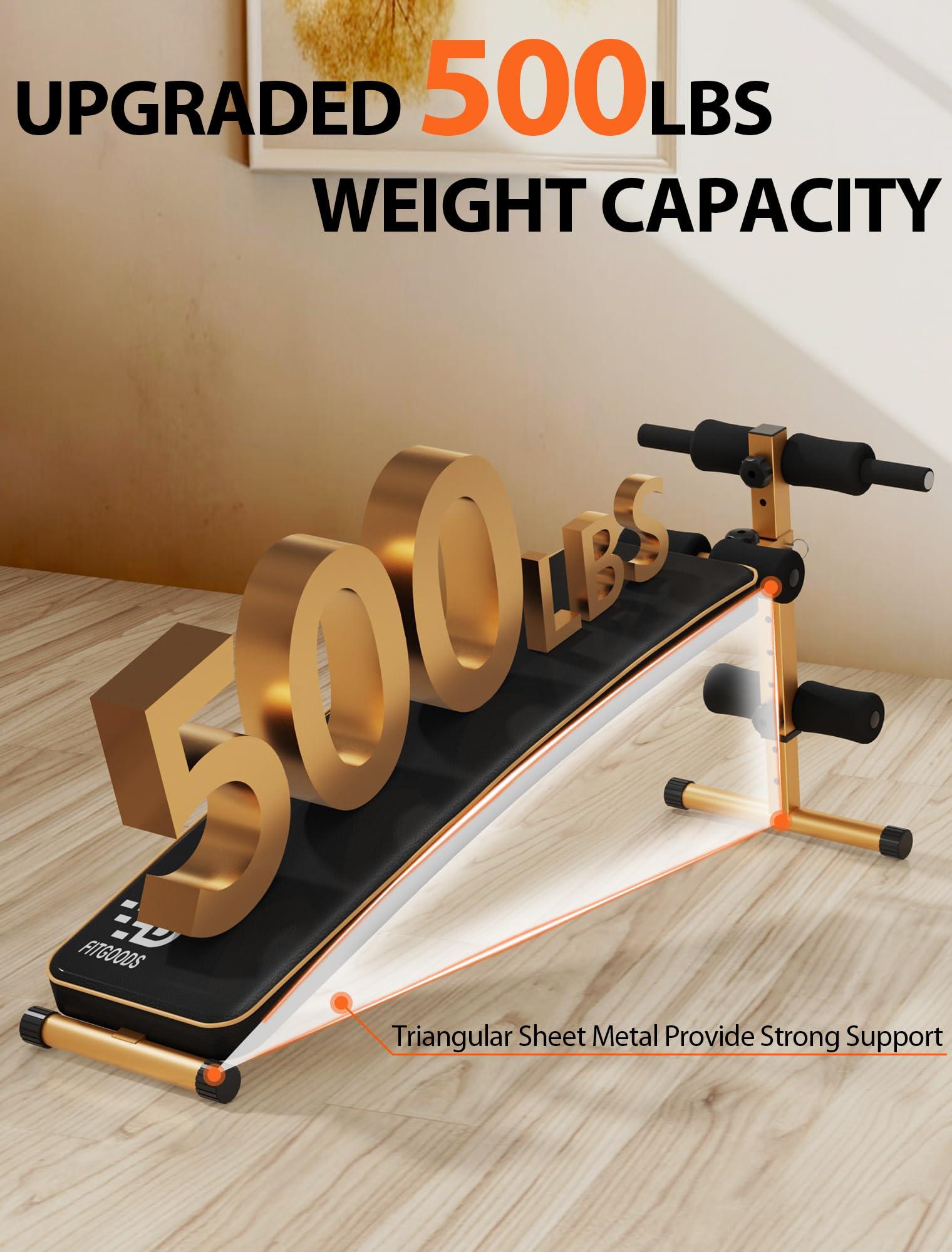 FitGoods FitGoods Sit Up Bench, Adjustable Workout Bench for Ab Exercise, Curved Incline/Decline Slant Bench, Five Adjustment Levels, Great Home Gym Workout Equipment for Building Abs and Core Muscles
