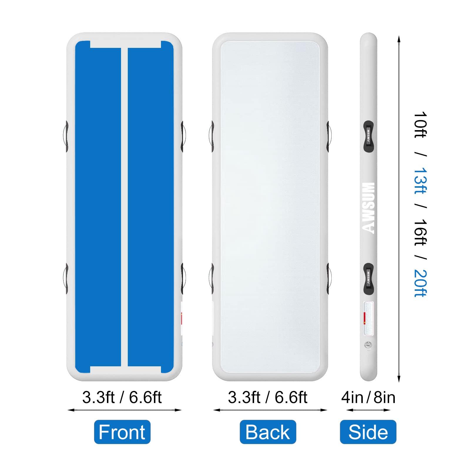 AWSUM AWSUM 13ft Air Mat Tumbling Tracks 4 inches Thickness Inflatable Gymnastics Training Mat with Electric Air Pump for Gym/Water/Yoga