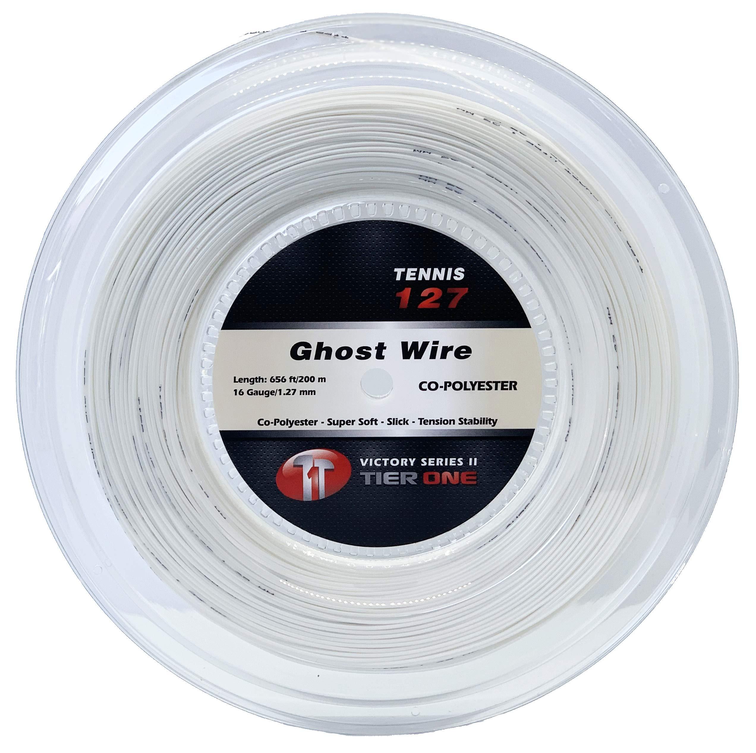 Tier One Sports Tier One Sports TRU PRO Ghost Wire - Tennis String Reel (Poly): Super Soft and Arm Friendly (16g (1.27 mm), 200 m, White)