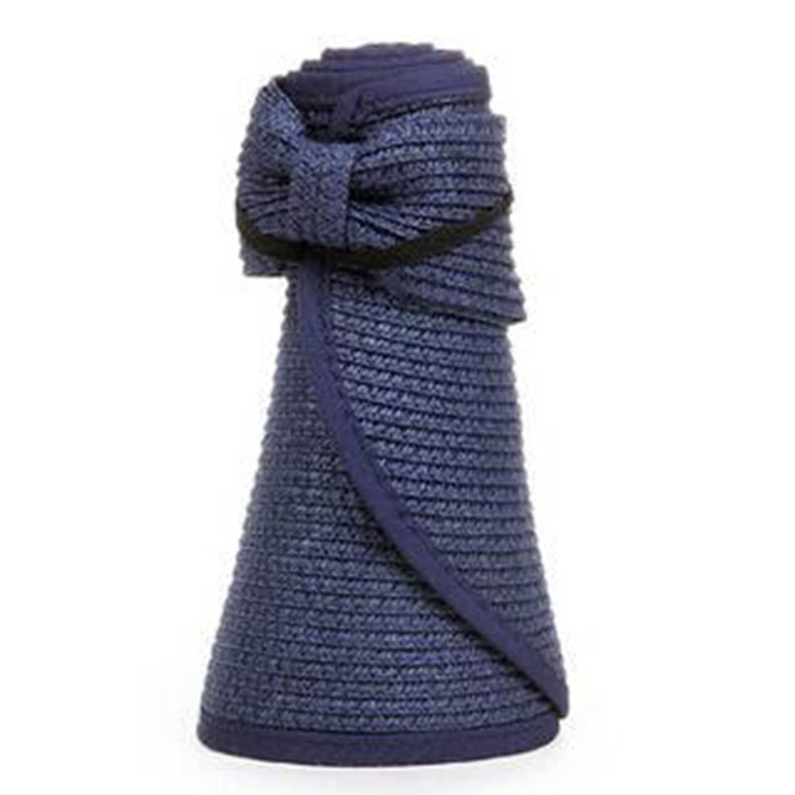 NineFit Basics Sun Protection Hats Women's Sun Visor Hats for Women Wide Brim Straw Visors Womens Foldable Beach Best Mens Beach Hat Navy