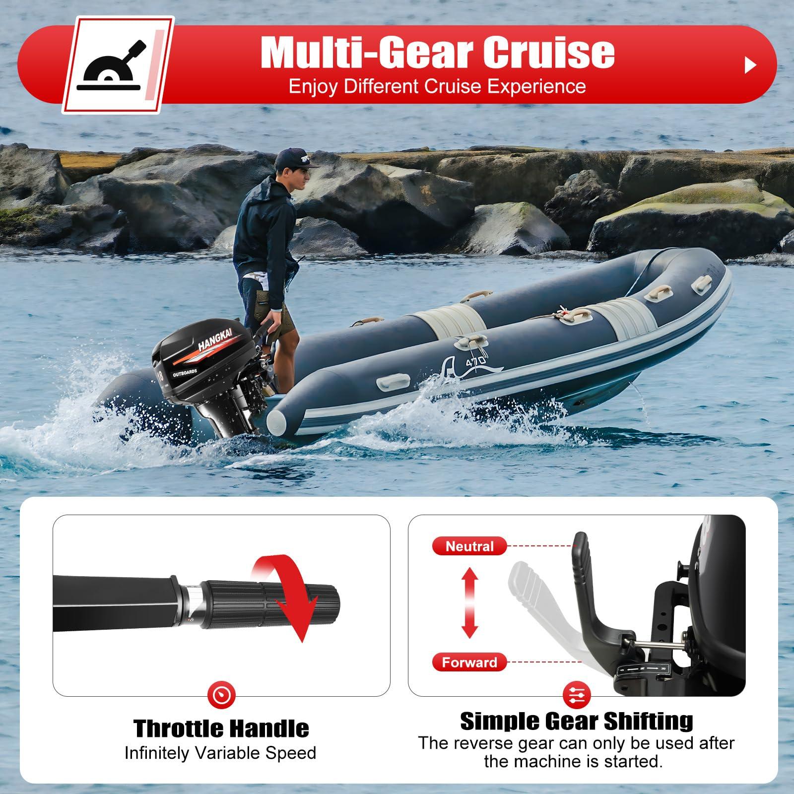 TBVECHI 18HP Outboard Motor, 2 Stroke Heavy Duty Fishing Boat Engine with Water Cooling and CDI System, 246CC Long Shaft Outboard Motor