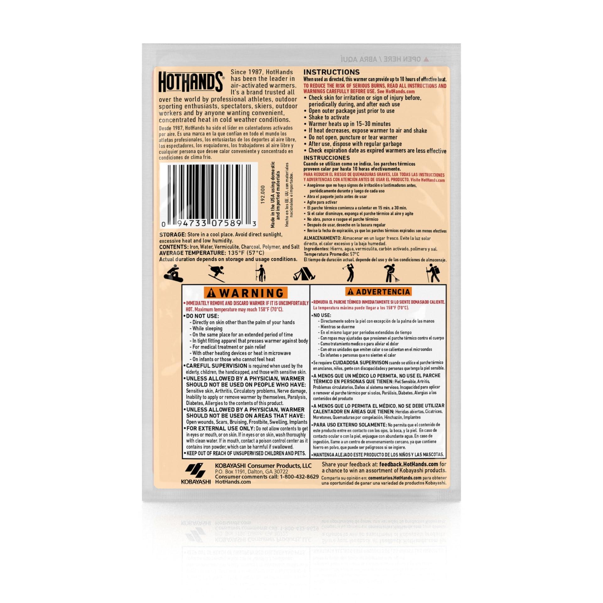 HotHands Hothands HH1ED240E-AMZ Body & Hand Super Warmers - Long Lasting Safe Natural Odorless Air Activated Warmers - Up to 18 Hours of Heat - 40 Individual Warmers