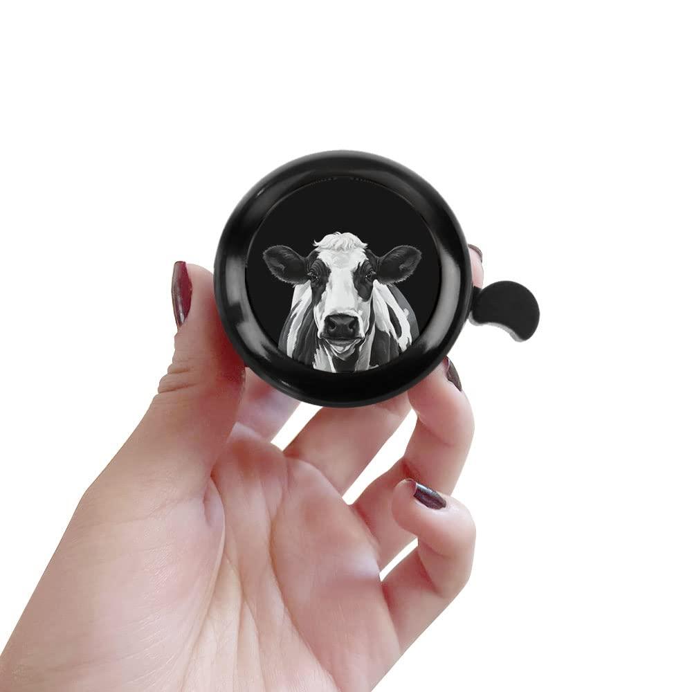 WIRESTER WIRESTER Black Aluminum Round Bike Bell, Classic Ring Bicycle Bell, Bike Accessories Bell Ring for Adults Kids Girls Boys - Black Spot Cow