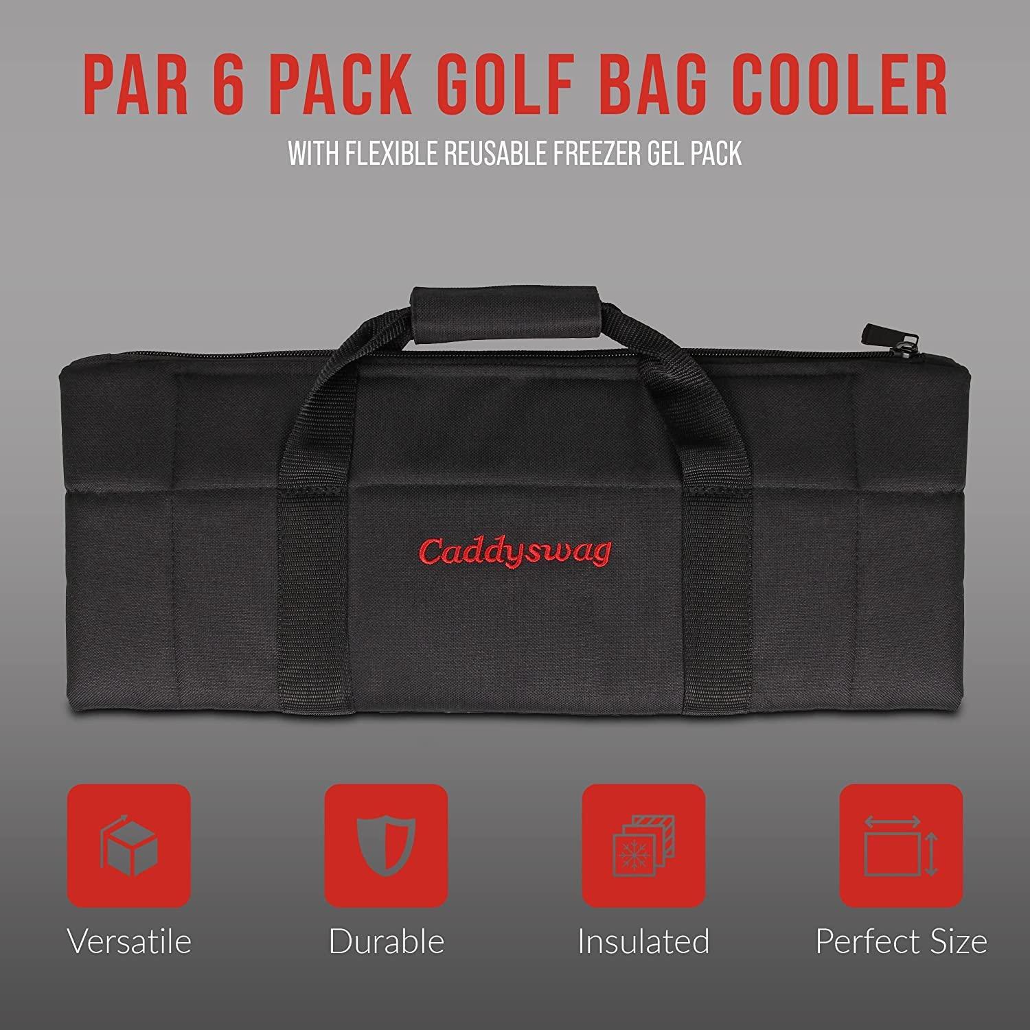 Caddyswag Caddy Swag Golf Bag Cooler Beer Sleeve 6 Can + Additional Golf-Ice Pack of 3 | Golf Cart Cooler for Drinks, Food, Fun Golf Gift for Men & Women
