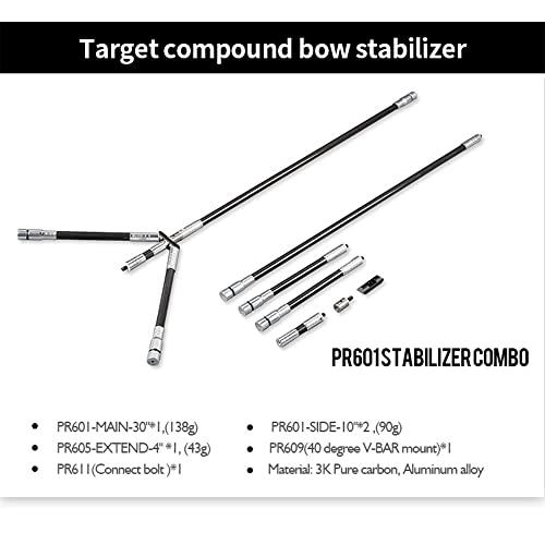 HNZMDY HNZMDY 30\" 10\" 4\" Archery Bow Stabilizer Set Carbon Fiber Balance Bar Stabilizer for Recurve Bow and Compound Bow Hunting Shooting (Bow stabilizer Set)