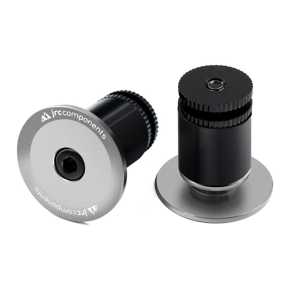 JRC Components JRC Components Aluminum Handlebar Bike Bar End Plugs for Bicycles | Pack of 2 Handlebar Plugs - Bar End Grips | Mountain Caps for Road Bikes - Premium Bike Handlebar Caps [Gunmetal]