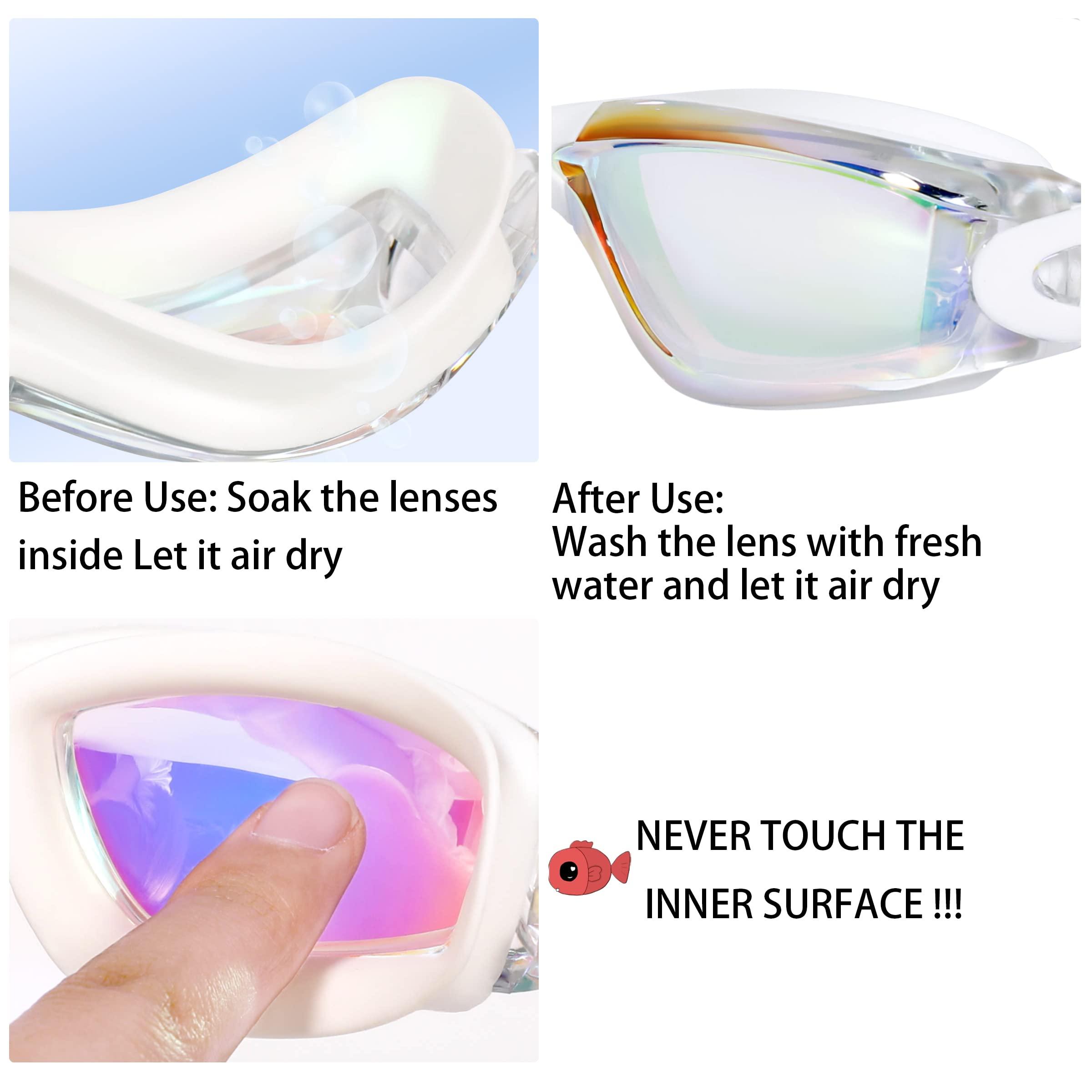 EWPJDK EWPJDK Swim Goggles - 2 Pack Swimming Goggles Anti Fog No Leaking For Adult Women Men (Bright Blue & White)
