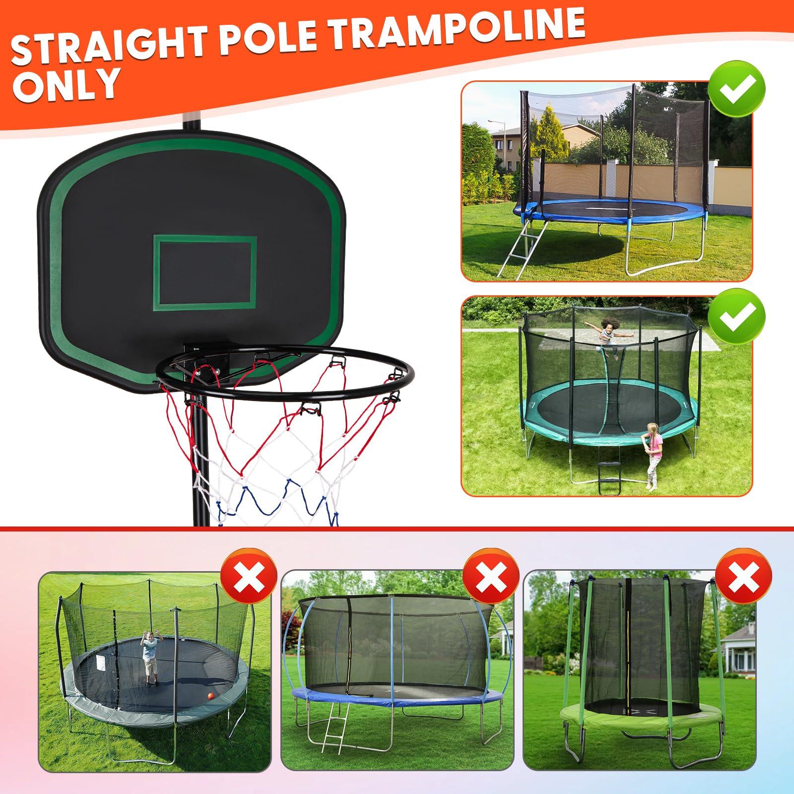 LuckySlycyc LuckySlycyc Trampoline Basketball Hoop,Basketball Hoop for Trampoline Outdoor 8-15FT Trampoline,with Pump and 2 Mini Basketball, Easy to Install(Fit for Straight Pole Only-0.71 inch), Green