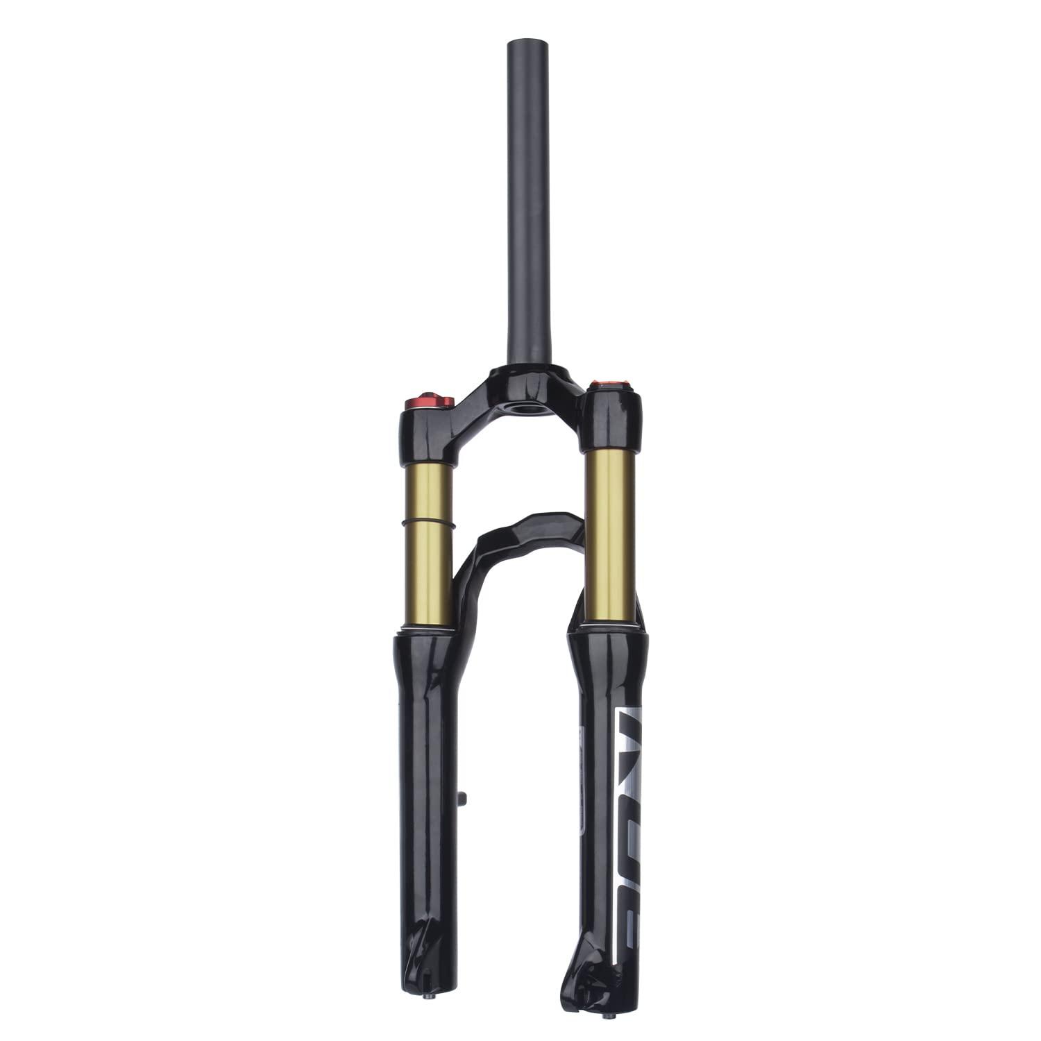 BOLANY BOLANY 20/24inch Bike Suspension Air Fork 28.6mm(1-1/8inch)*220mm Thread-Less Straight Steerer 9mm Disc Brake Version MTB Front Fork 100/135mm Travel