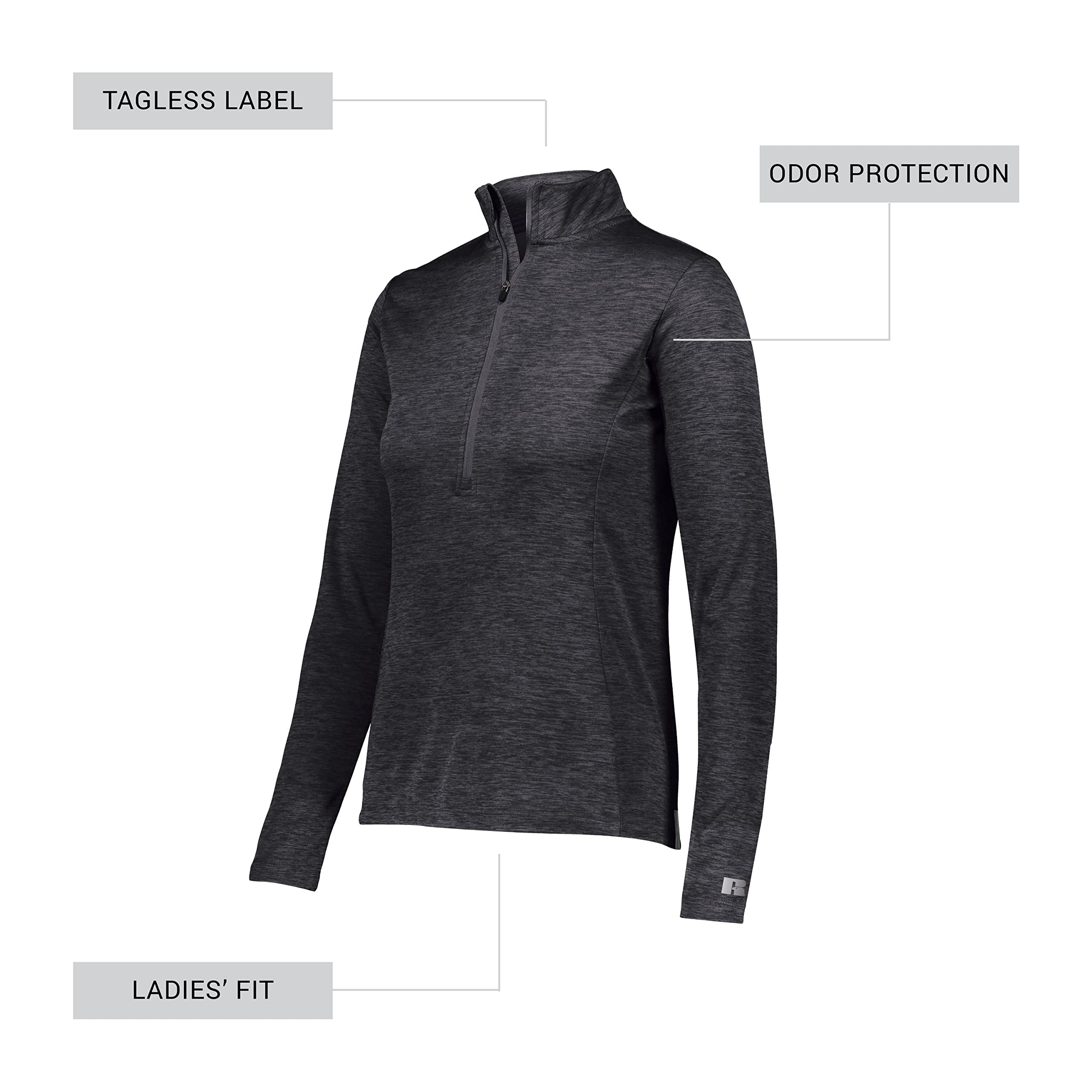 Russell Athletic Russell Athletic Women\'s Lightweight Performance 1/4 Zip Outerwear, Stealth, XXL