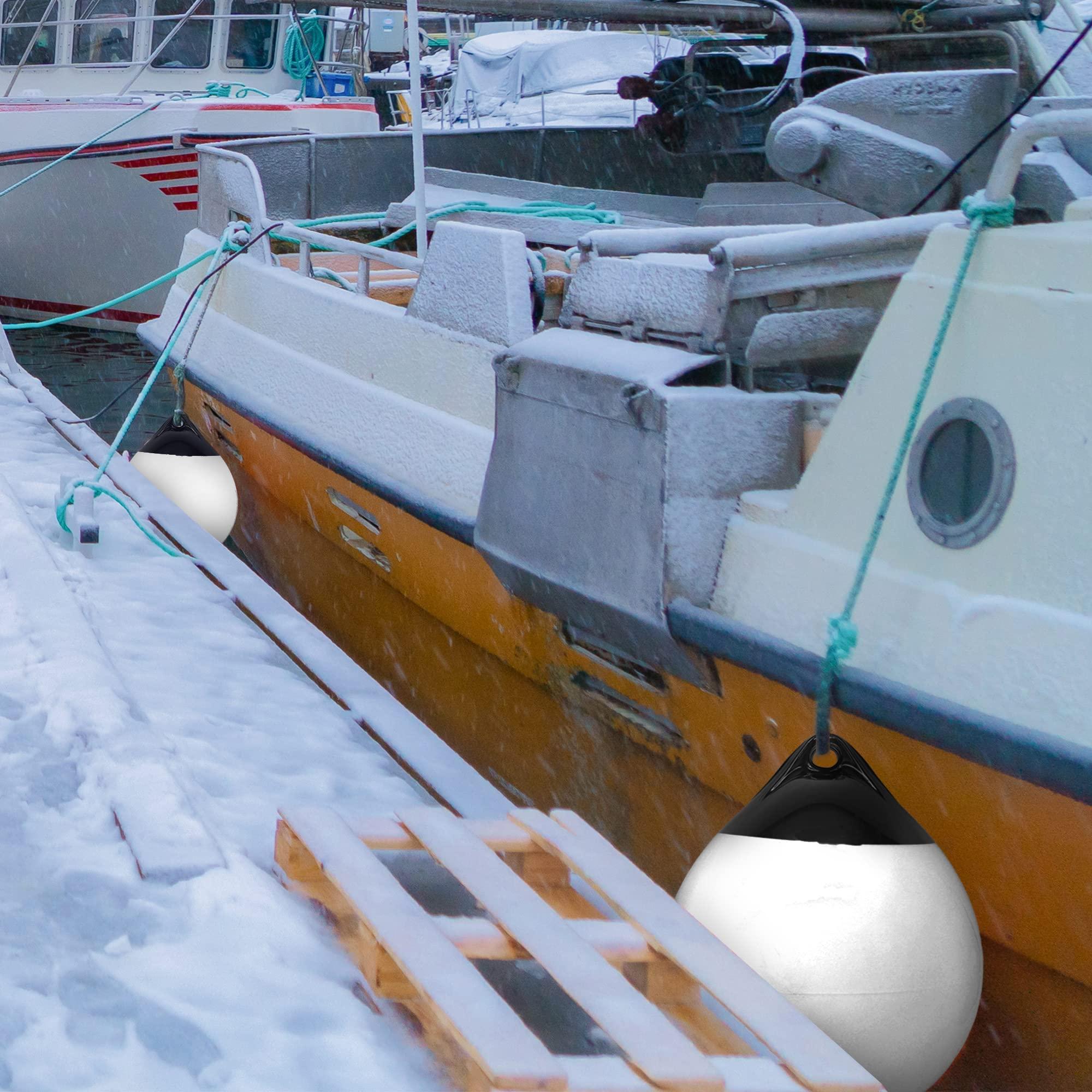 X-Haibei X-Haibei Pair of Boat Fenders Ball Round Anchor Buoy, Dock Bumper Ball Inflatable Vinyl Shield Protection Marine Mooring Buoys (White, A38(D14.9*H17.8 INCH))