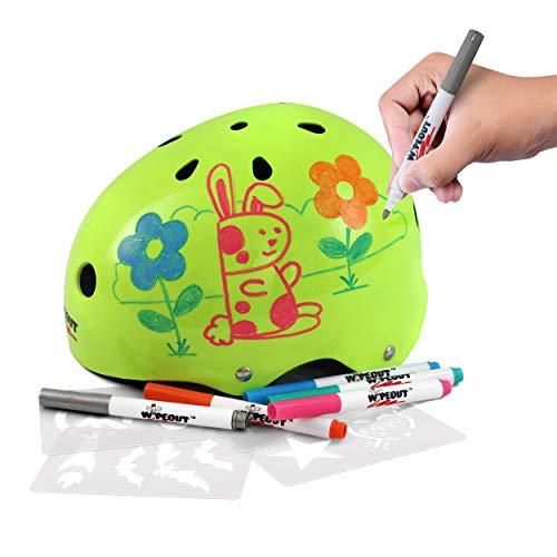 Wipeout Wipeout Dry Erase Kids Helmet for Bike, Skate, and Scooter, Neon Zest, Ages 5+