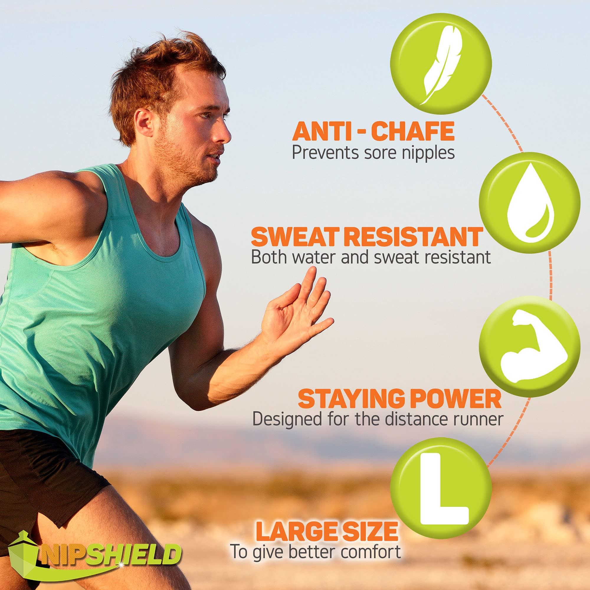 Nipshield NIPSHIELD Nipple Covers for Running 50-Pack - Anti Chafing Nip Guards for Jogging - Larger 35mm Running Nipple Shields - Sweat, Water- Resistant Nipple Pads - Disposable Travel Friendly Nip Protectors