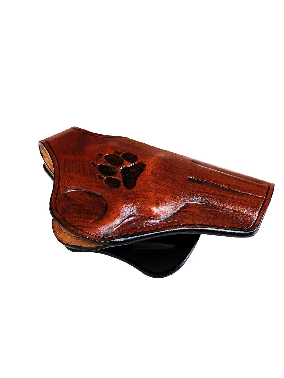 Generic Premium Leather Paddle Holster fits S&W Models 686 586 10 19 60 66 637, Paw Desing Pattern Handmade, Thumb Break, Right or Left Handed, PulsarHolster (S&W Model 686/586 3\" nch, Right)