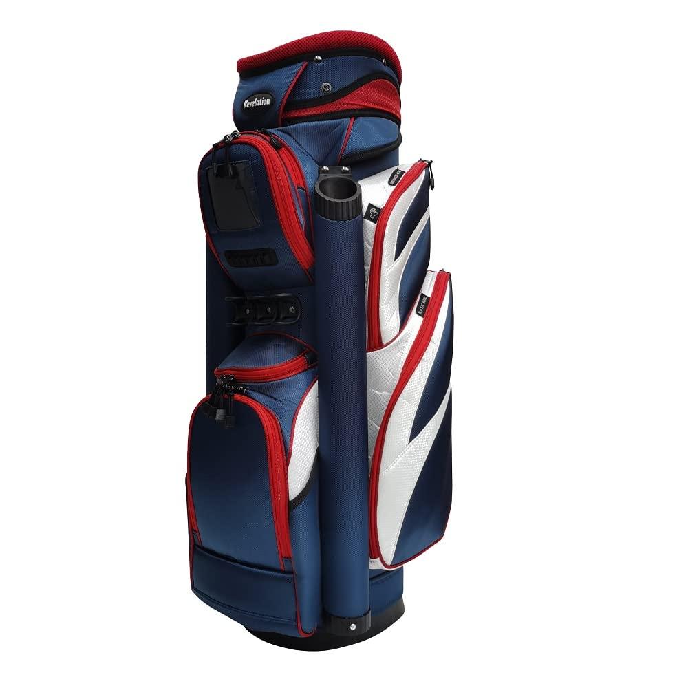 Revelation Revelation New Golf Commander Deluxe Cart Bag 14-Way Top - Red/White/Blue